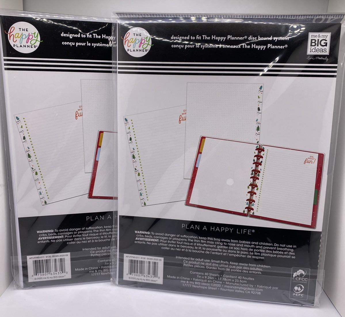 Happy Planner HOLIDAY Classic Filler Paper Dotted Lined 40 Sheets Lot of 2