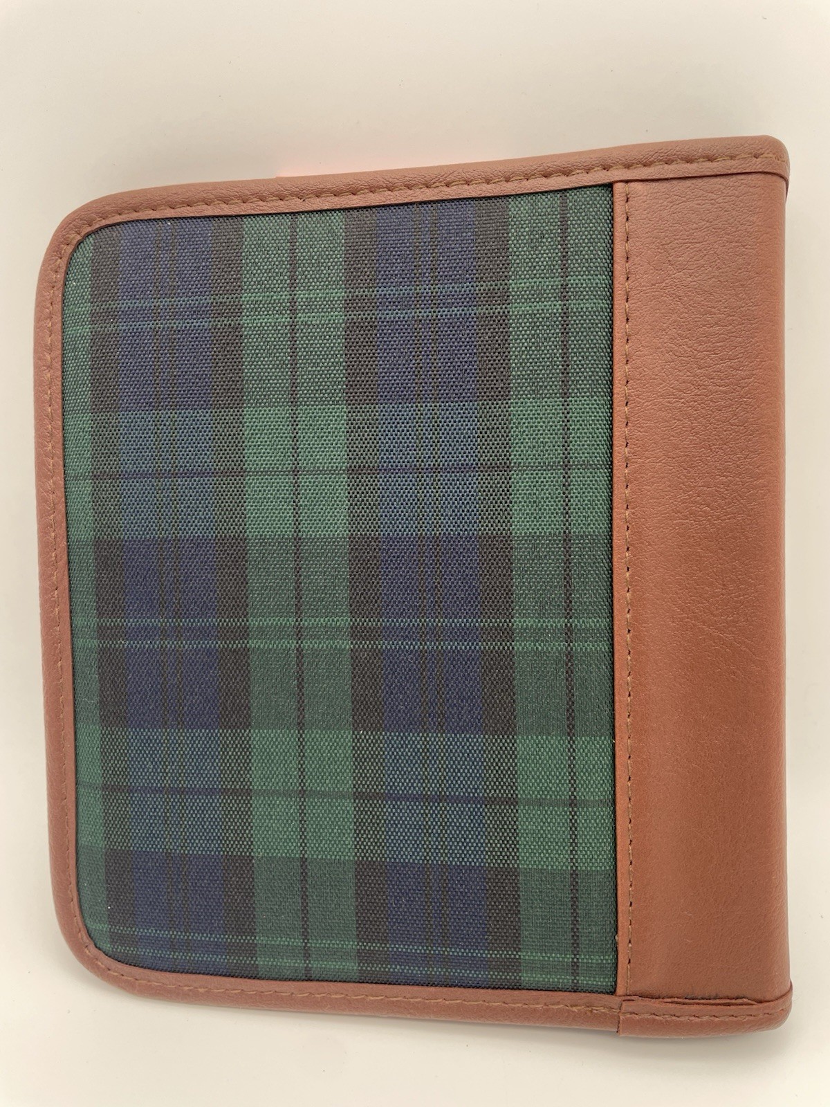 Vintage AT-A-GLANCE Address Book Bifold TA631-00 Navy Green Plaid Faux Leather