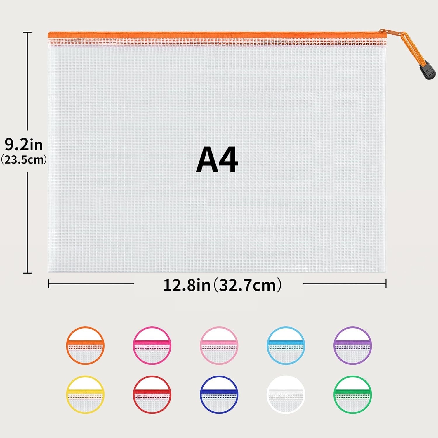 JARLINK A4 Letter Size 24 Pack 10 Colors Zipper Mesh Document Pouch, Mesh Bags f