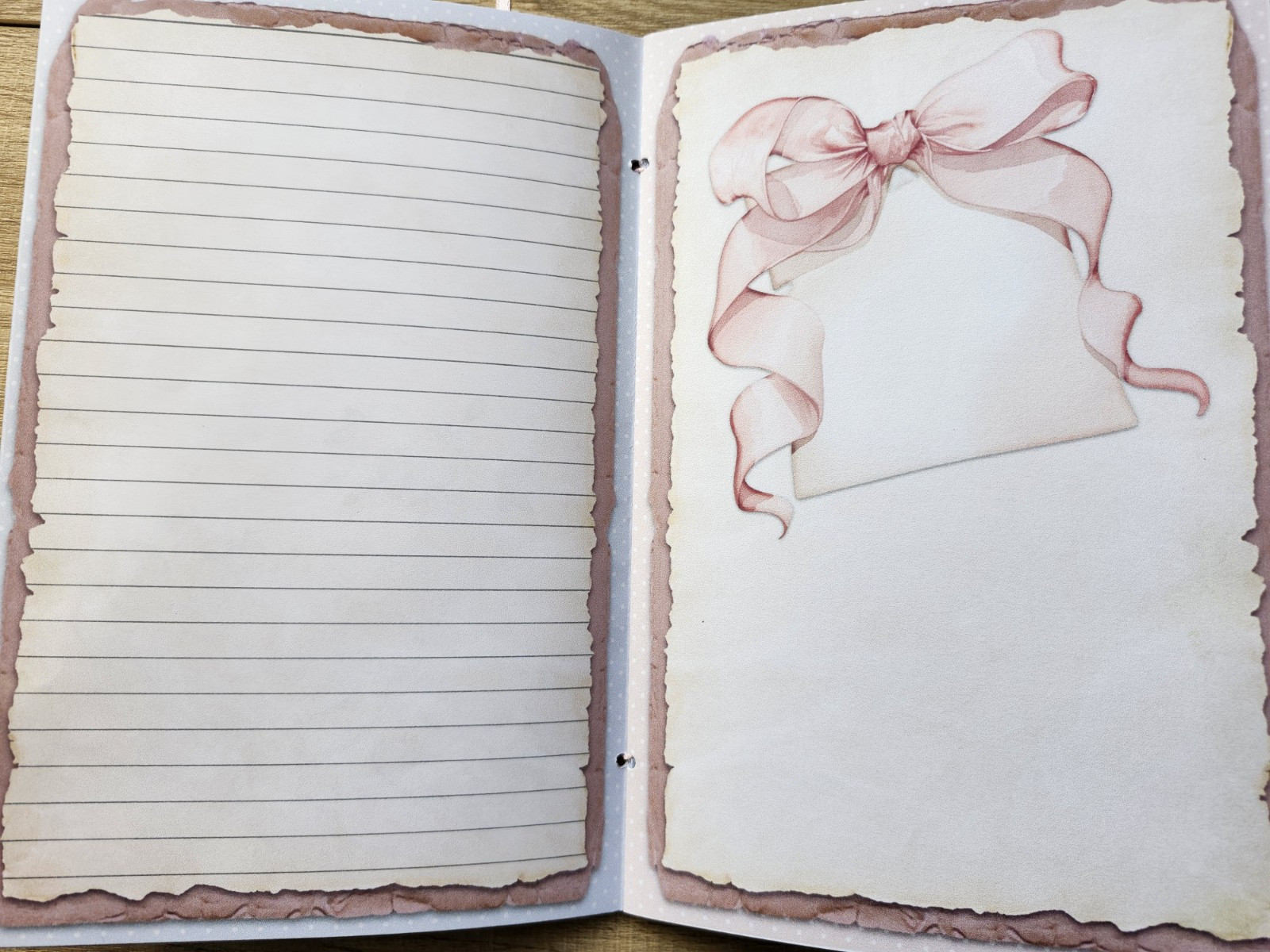Junk Journal Blank Booklet “COQUETTE PRINCESS” Handnade Pink Bows Puppies LG