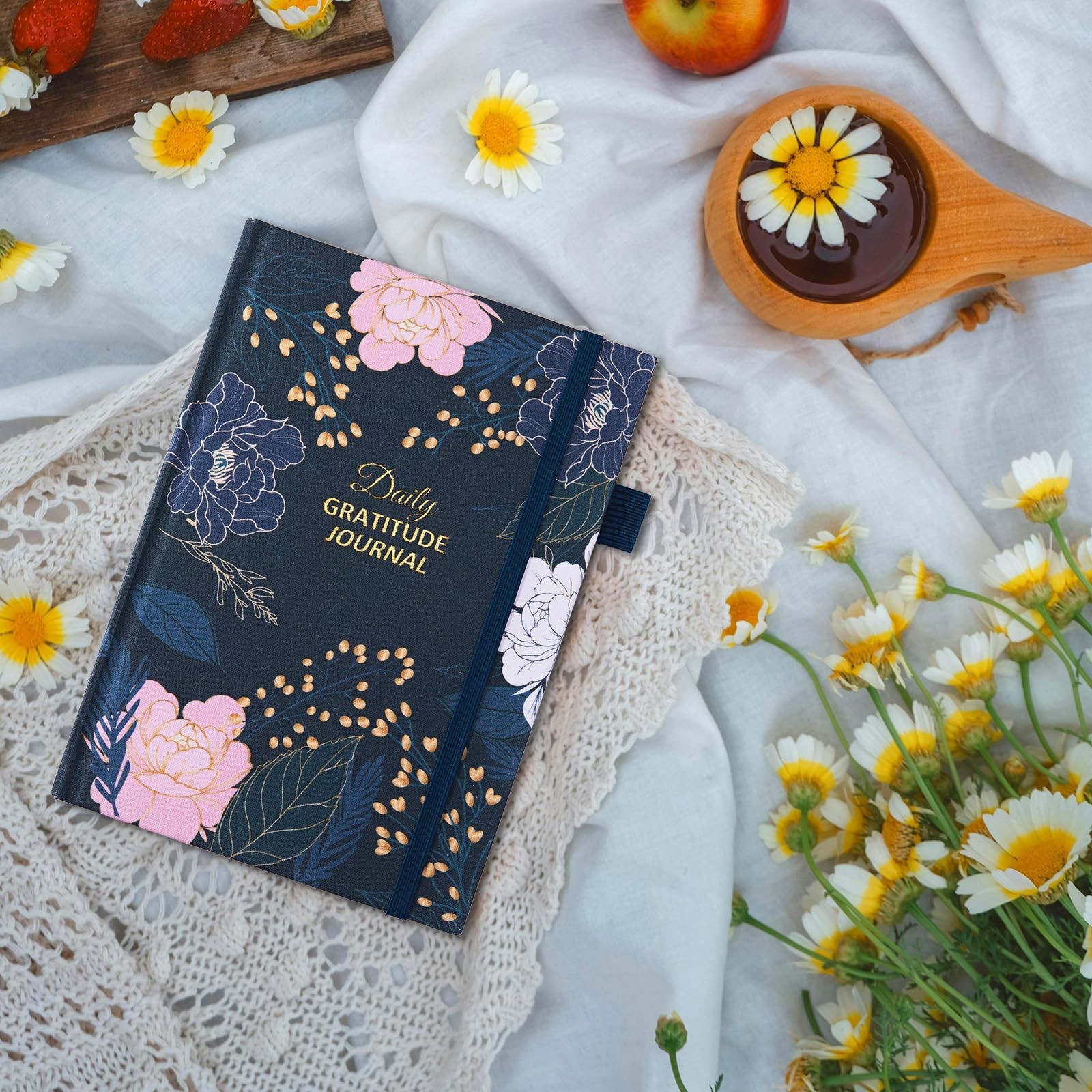Comkiso Gratitude Journal with 4 Inspirational 5.3″ x 7.6″, D. Peony