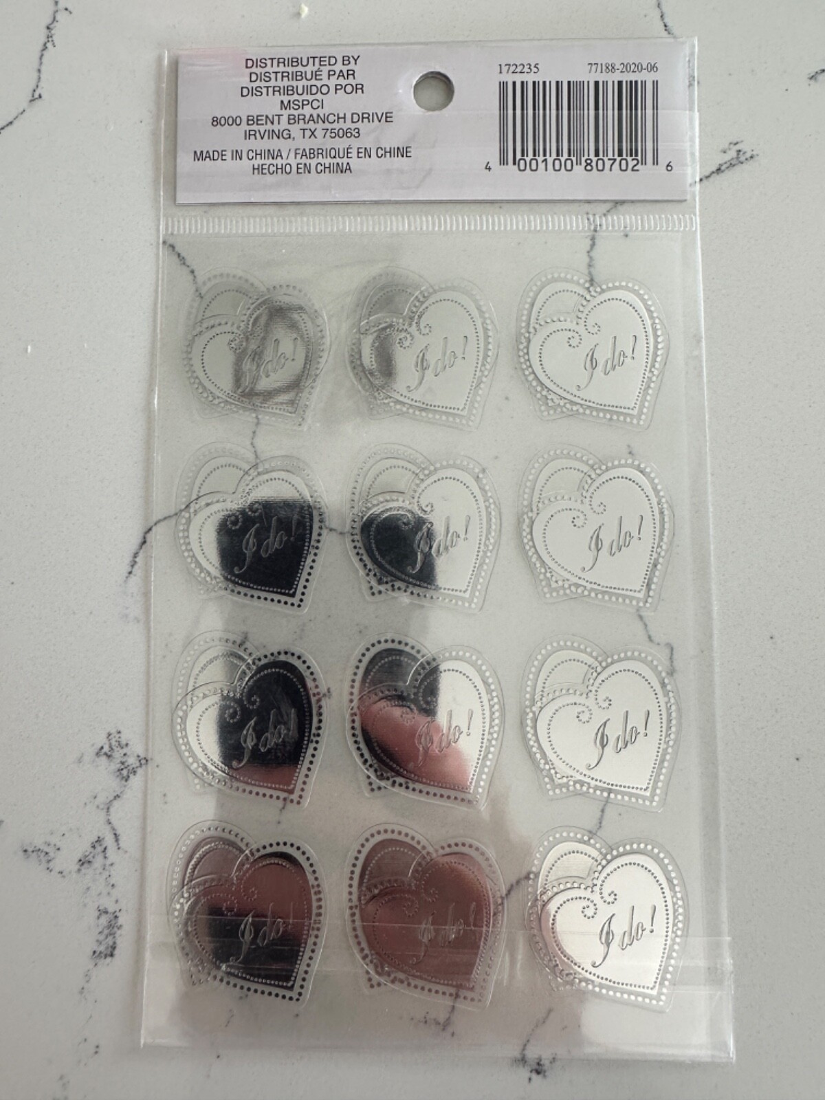 Recollections Dimensional Stickers Silver Hearts Saying I Do! 24 PC Scrapbooking