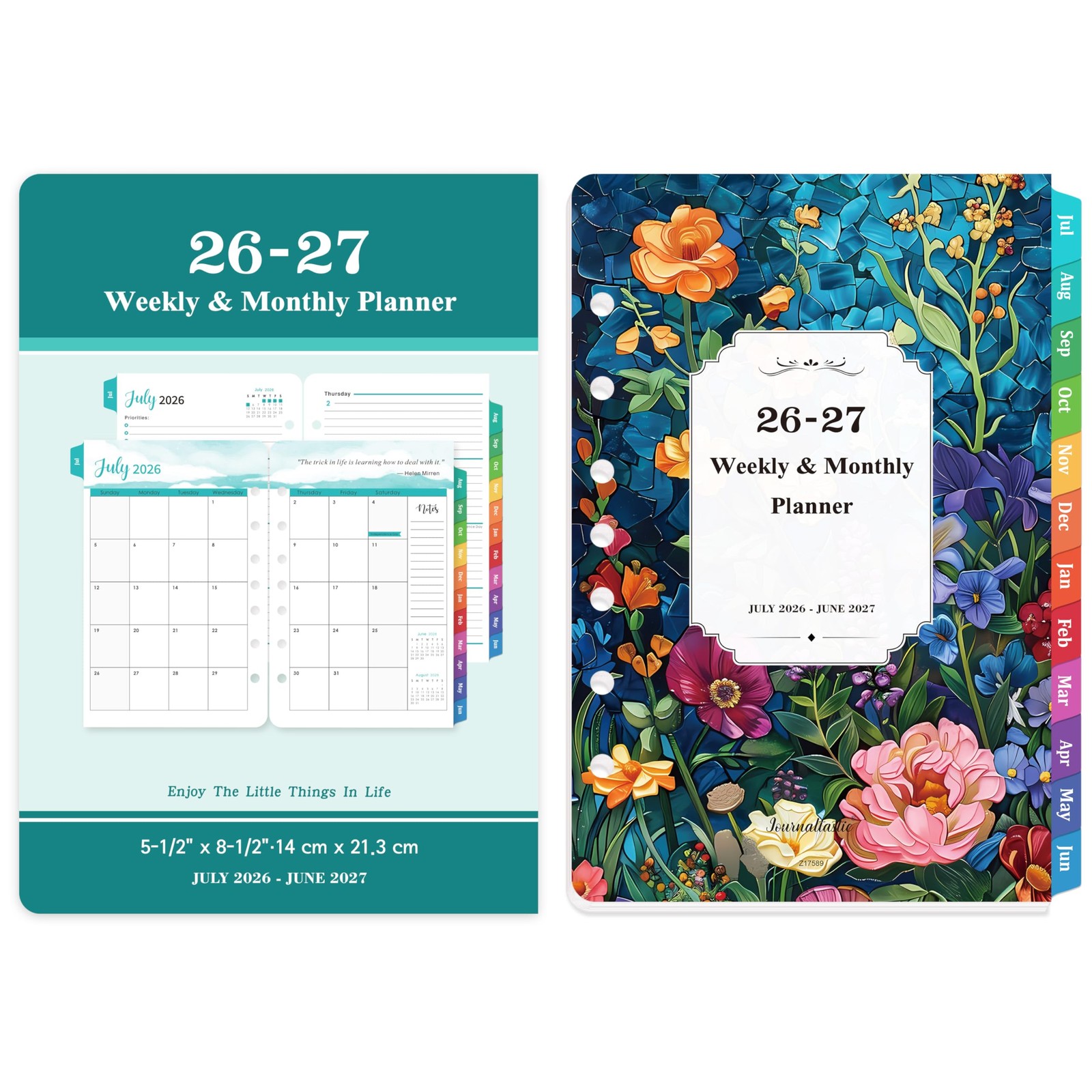 2026-2027 Planner Refills – 7-Hole Punched 5.5″ x 8.5″, Dopamine Color