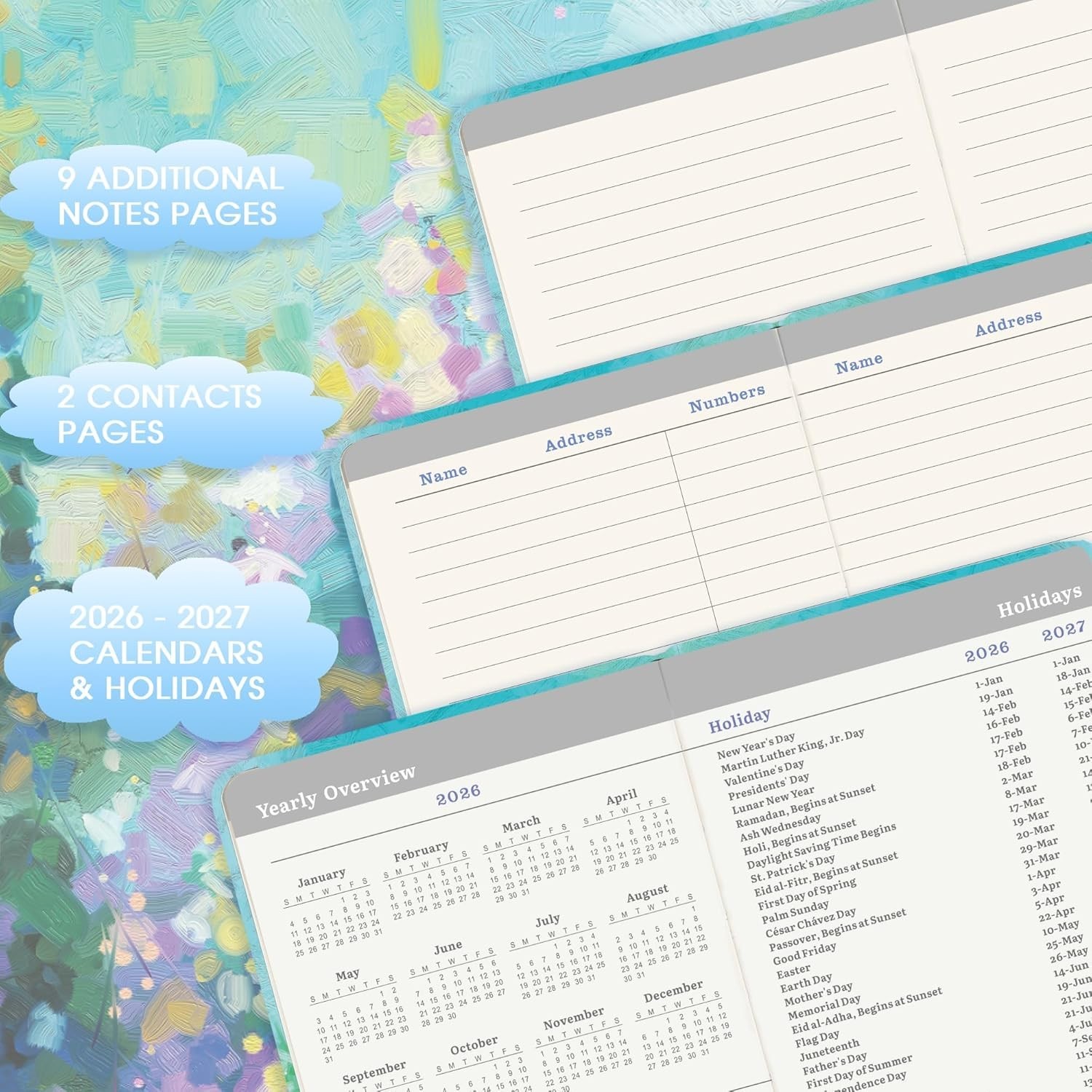 2026 Pocket Planner Oil Painting Cover Weekly Monthly Personal Organizer 2025…