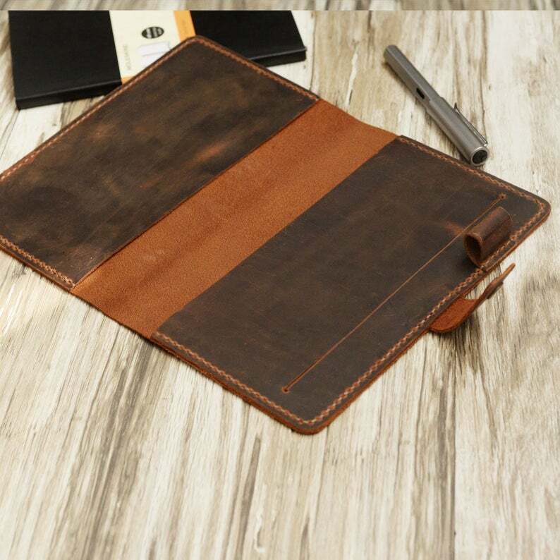 leather Notebook Dairy Cover Leather Moleskine Classic Cover Larger size 5×8.25″