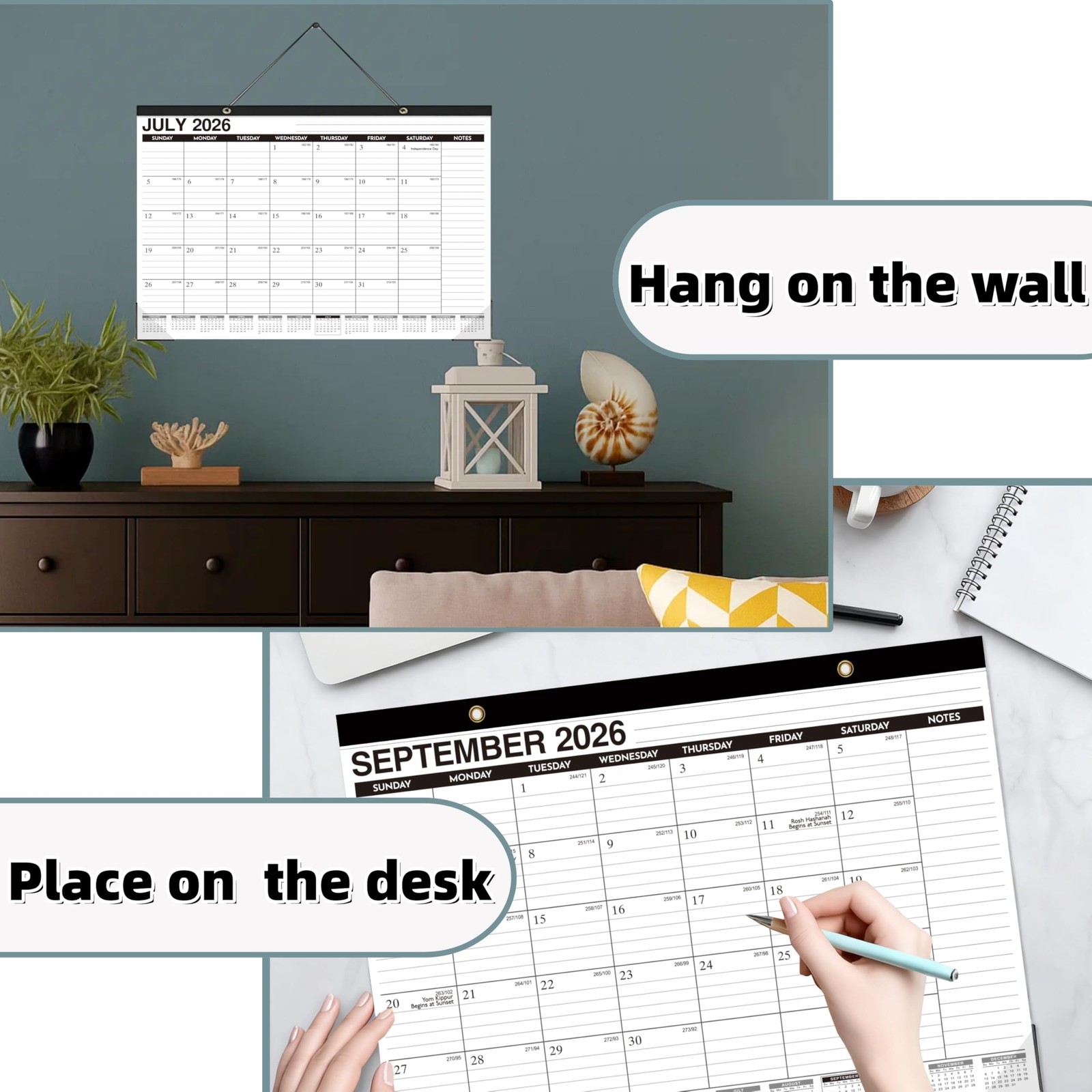 Desk Calendar 2026-2027 – 18 Months Wall Calendar Until June 2027, 17″ x 12″,…