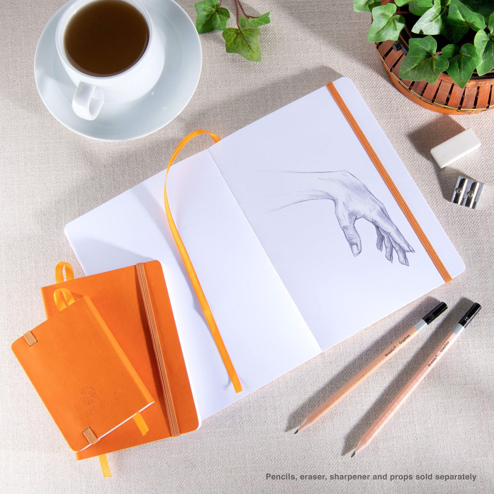 Pentalic 3″ x 4″ Pocket Sketchbook Traveler 3-inch x 4-inch, Orange, Orange