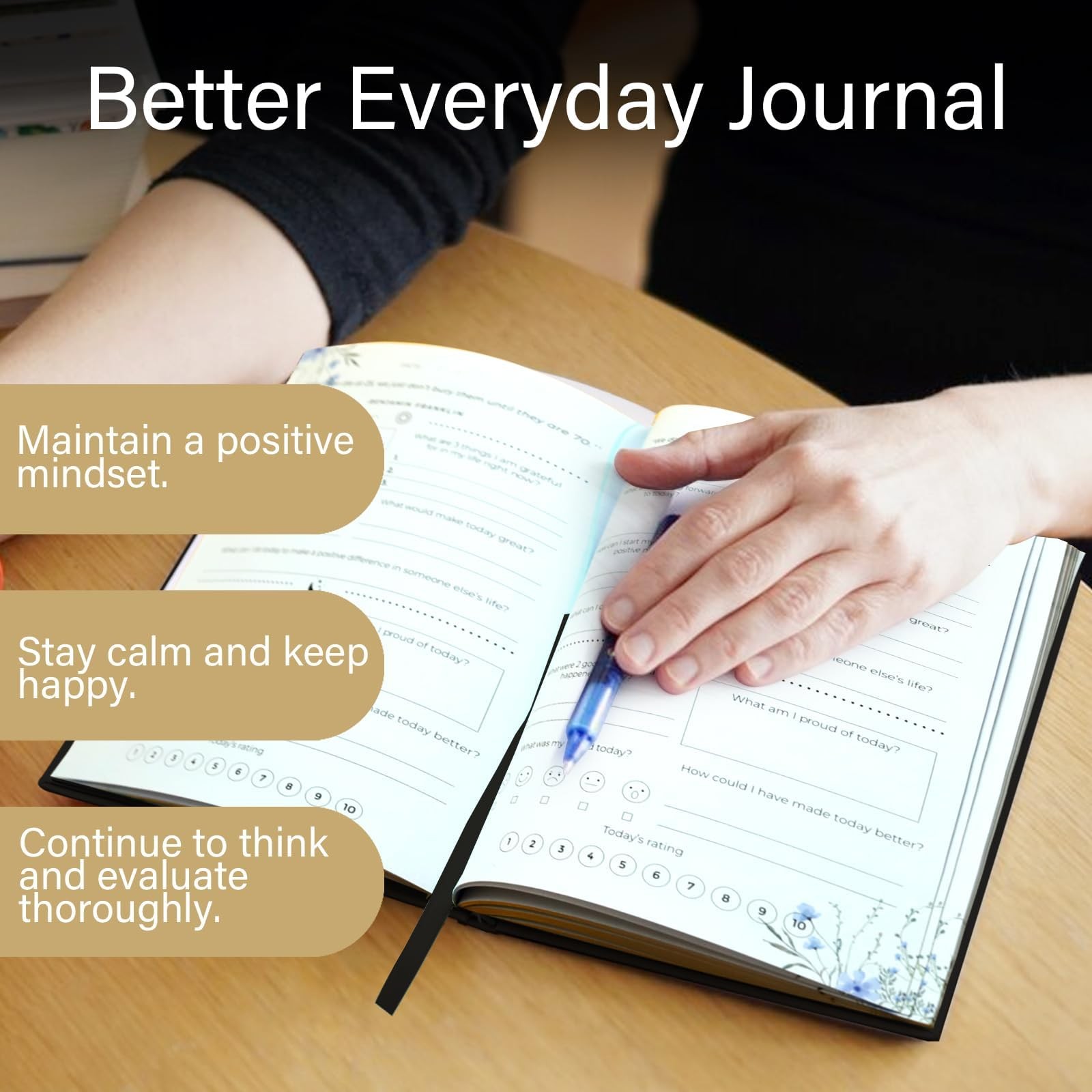 Gratitude Journal for Women & Men – Daily Mindfulness with Black