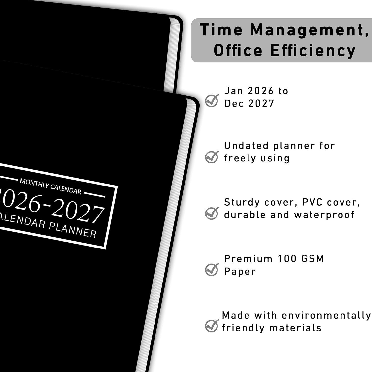 Durable 24- Planner 9×11 Inch, Waterproof PVC Cover for Teachers & Students