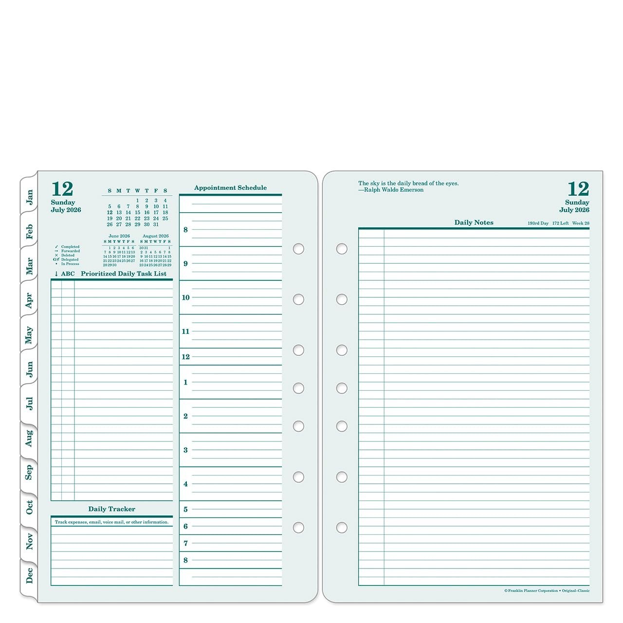 Original Ring-Bound Planner Refill – Two Pages Per Day, Classic Size, Jul 2026 –