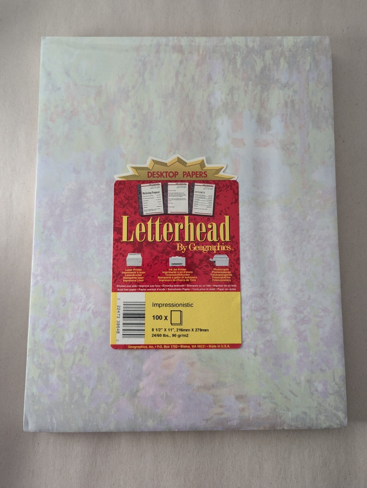 Letterhead paper By Geographics Impressionistic 100X 8 1/2 X 11 New