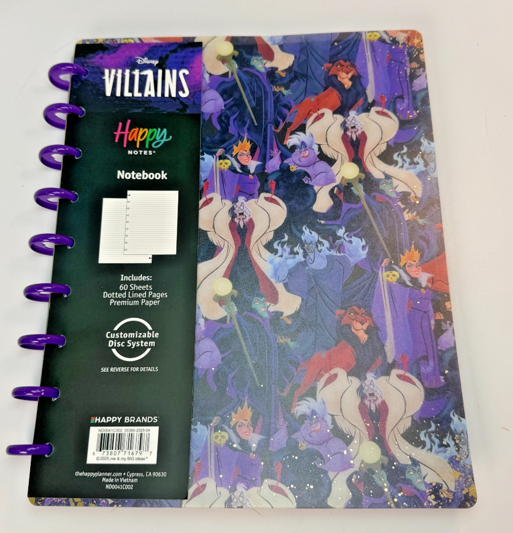 Disney Villains Happy Notes Notebook, 60 Sheets 8.5×11″ Dotted Line Paper