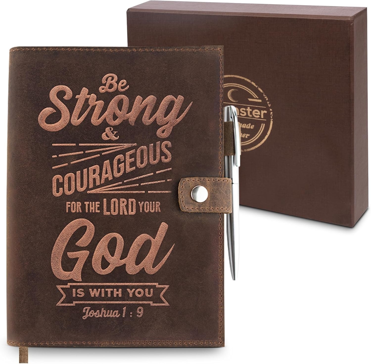 Refillable Leather Journal Joshua 1:9 Bible Verse Embossed Journals with Pen …