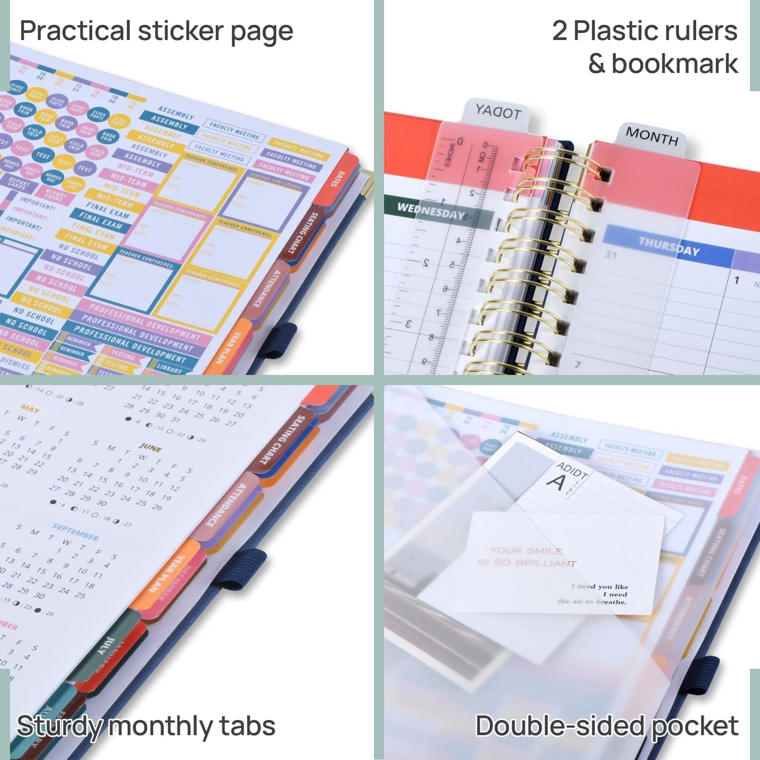 POPRUN Teacher Lesson Planner 2026-2027, Large Size 8.5″x 11″, Weekly Academic Y