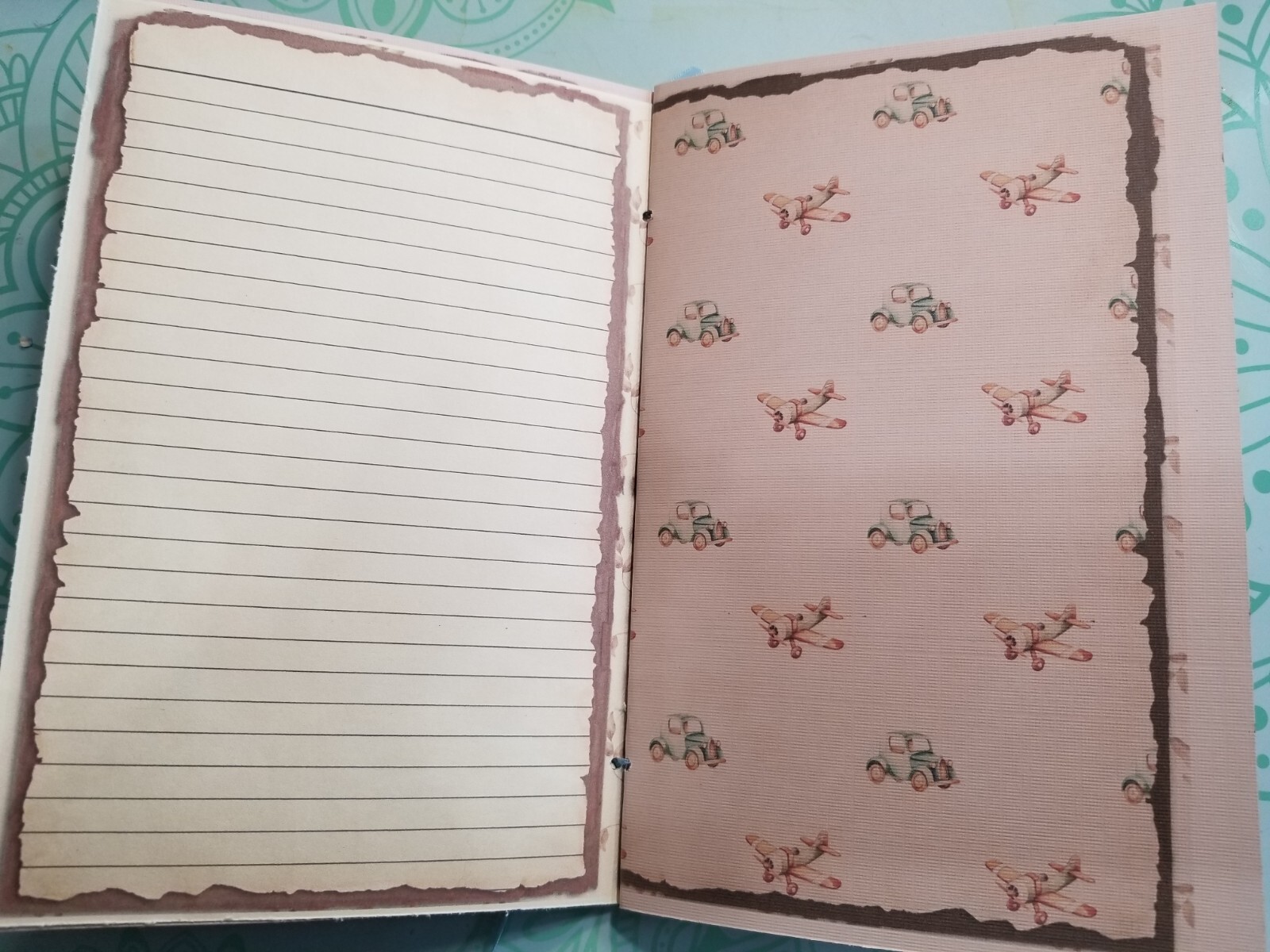Junk Journal Blank Booklet “BABY BOY” HANDMADE Baby Album, LG 8.5″x5.5″ 40pgs