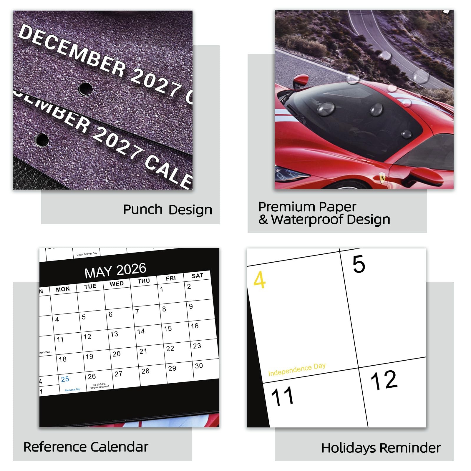Wall Calendar 2026-2027 – Cars from Jul. 2026 to Dec. 2027, multi