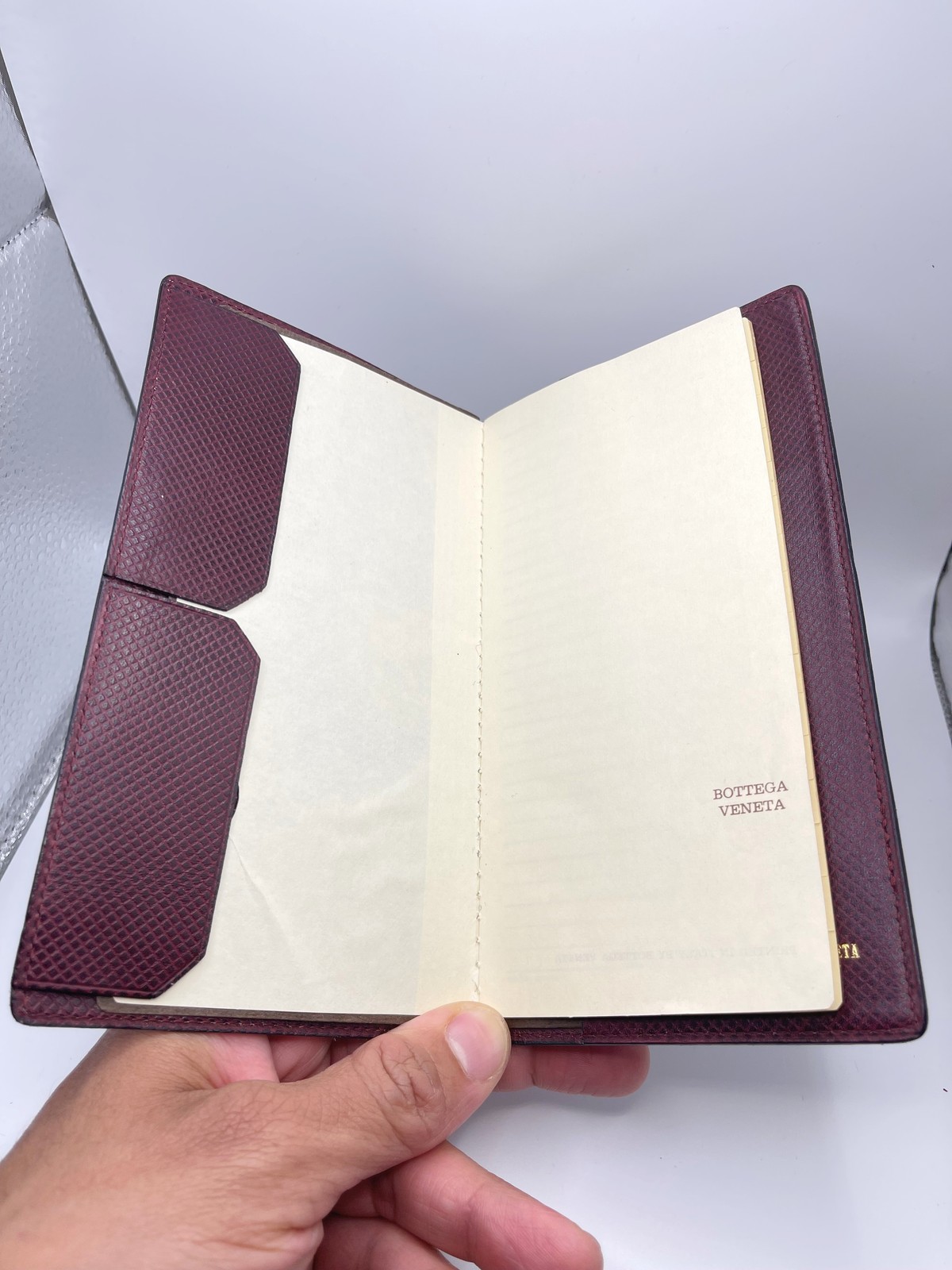 Vintage Bottega Veneta Leather Address Book Made in Italy Organizer Burgundy Red