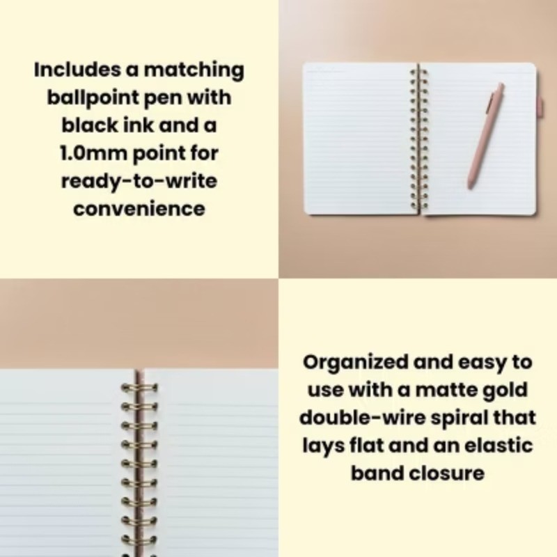 Journal 6"x8" Hardcover with Pen Dusty Rose Succulents 200 Pages