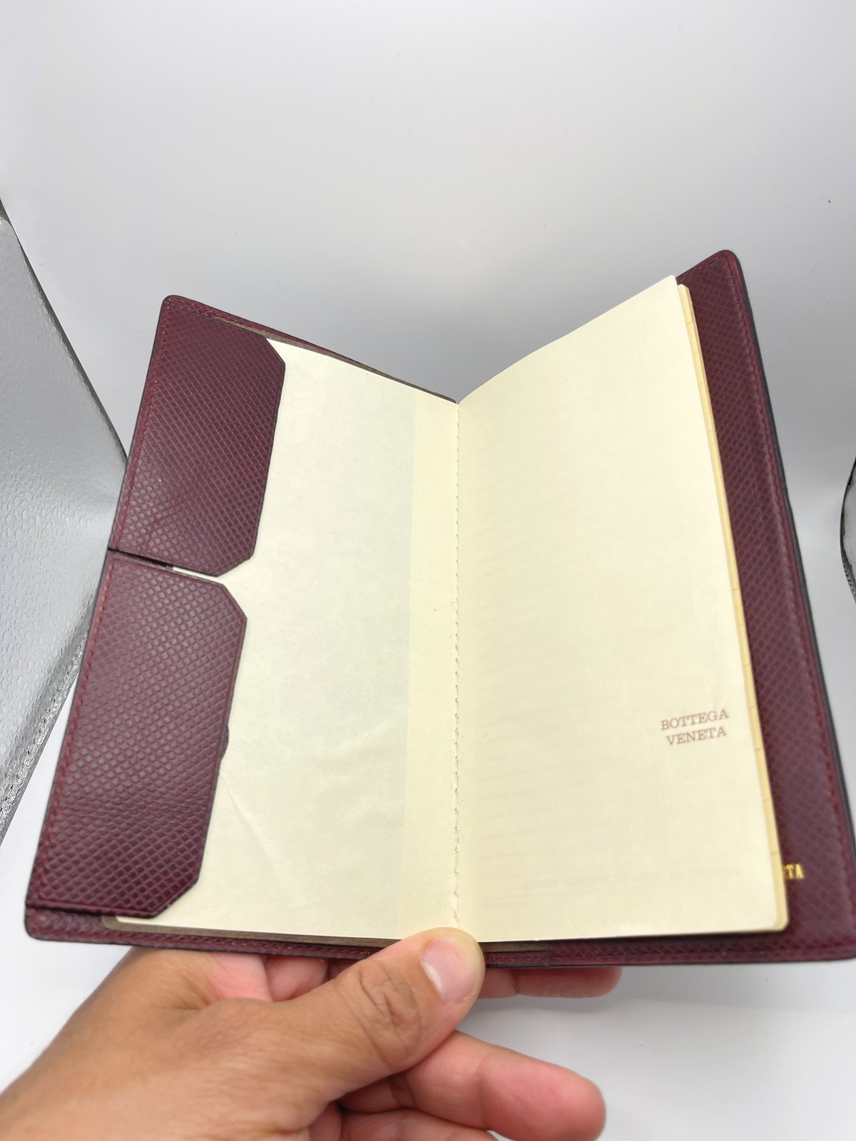 Vintage Bottega Veneta Leather Address Book Made in Italy Organizer Burgundy Red