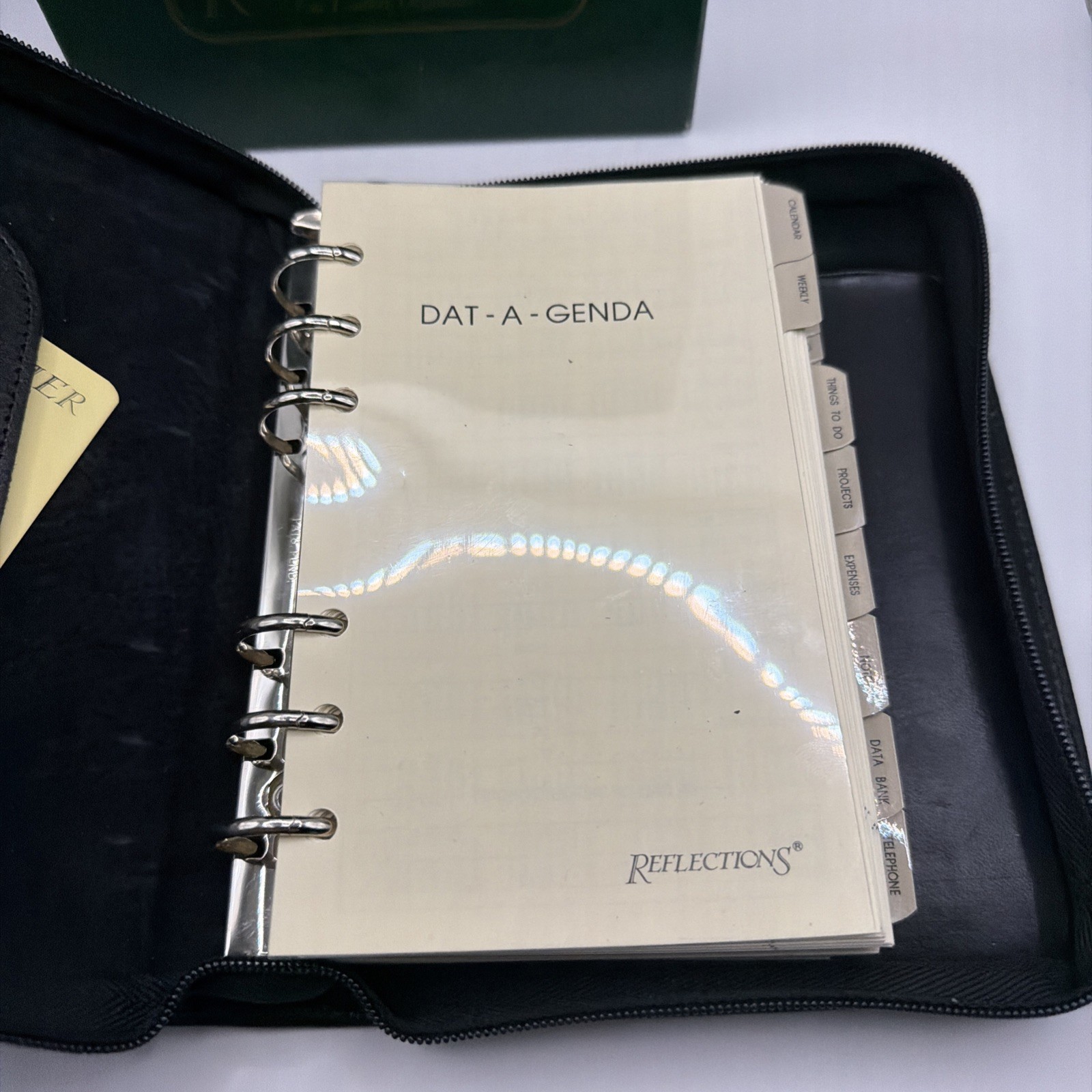 Reactions Daily Planner Binder 6 Ring Dat-A-Genda Leather Zip 1993 1994 1995