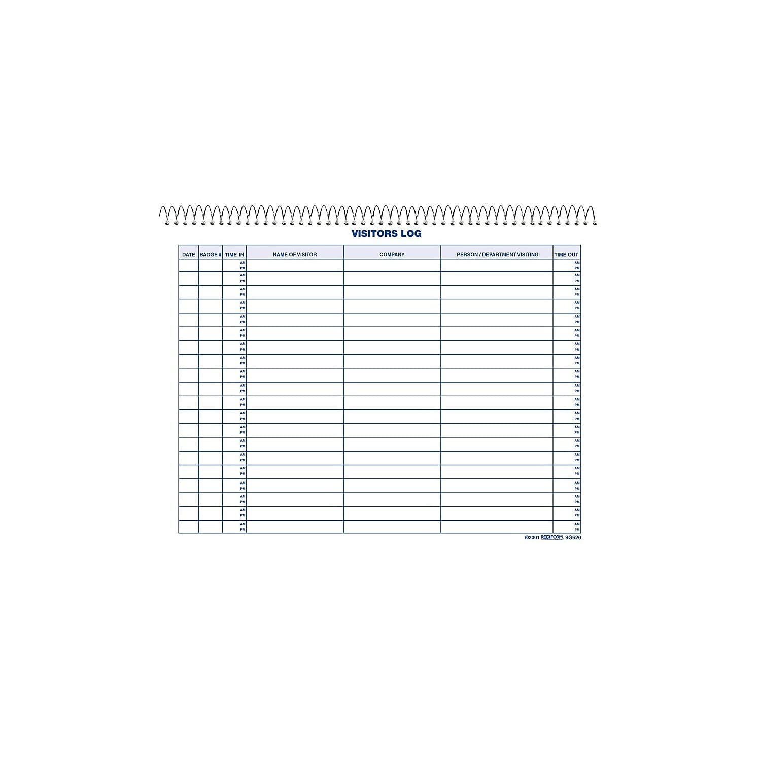 White Visitor Log Book With Spiral Binding 50 Pages Flexible Cover 1000 Entries