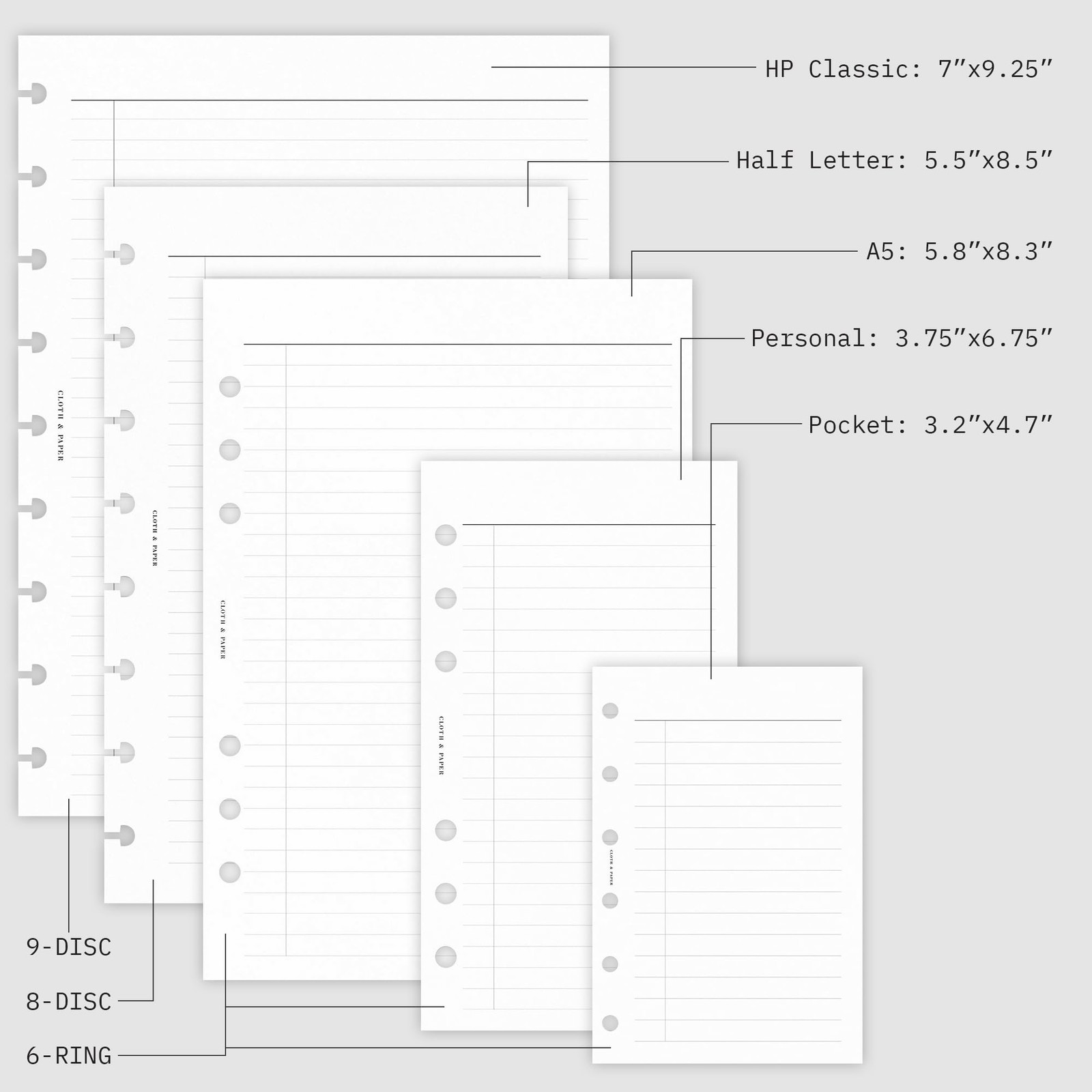 Cloth & Paper The Essentials Side Tab Planner Dividers | HP Classic Size 7″ x…
