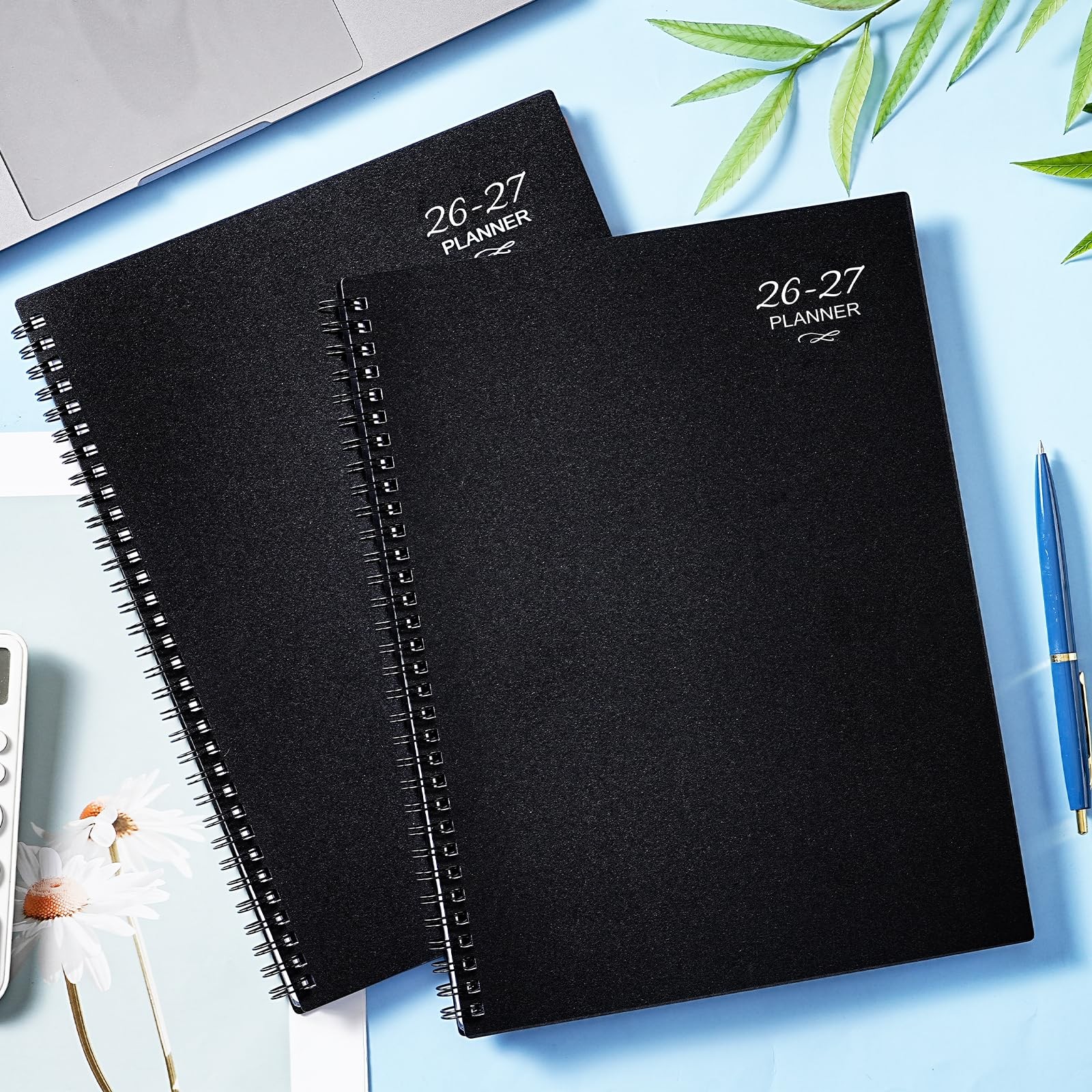 2027 Weekly Monthly Planner 9×11 Black Waterproof Cover Colorful Tabs