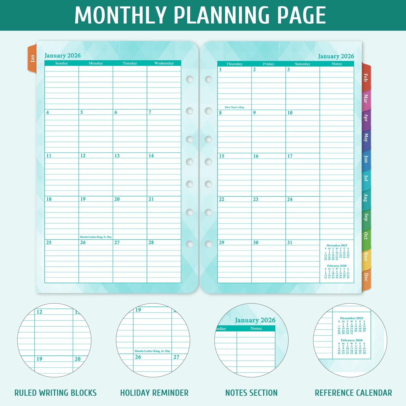 2026 Planner Refills Planner 2026 Daily Weekly and Monthly from Jan 2026 to Dec