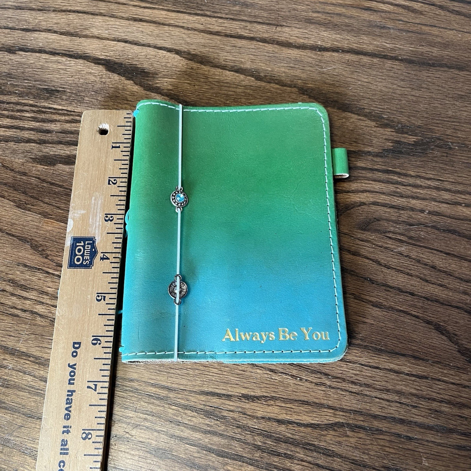 Foxy Fix Ombré Green Leather String Travelers Notebook Journal Cover Pen Holder