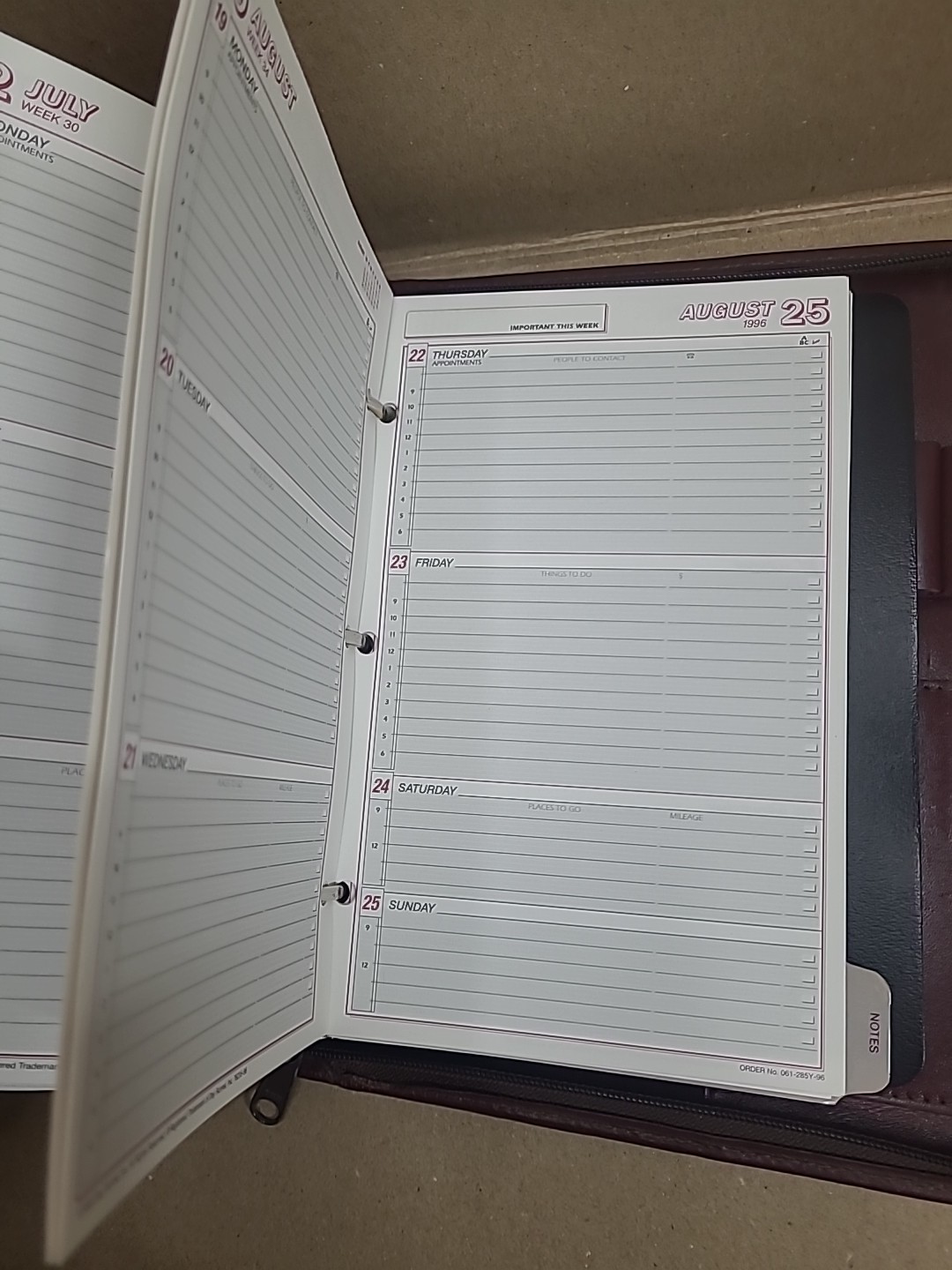 3 Ring Leather Organizer Journal Planner Vntg. 1994 Time Systems Inc. 10 In × 8