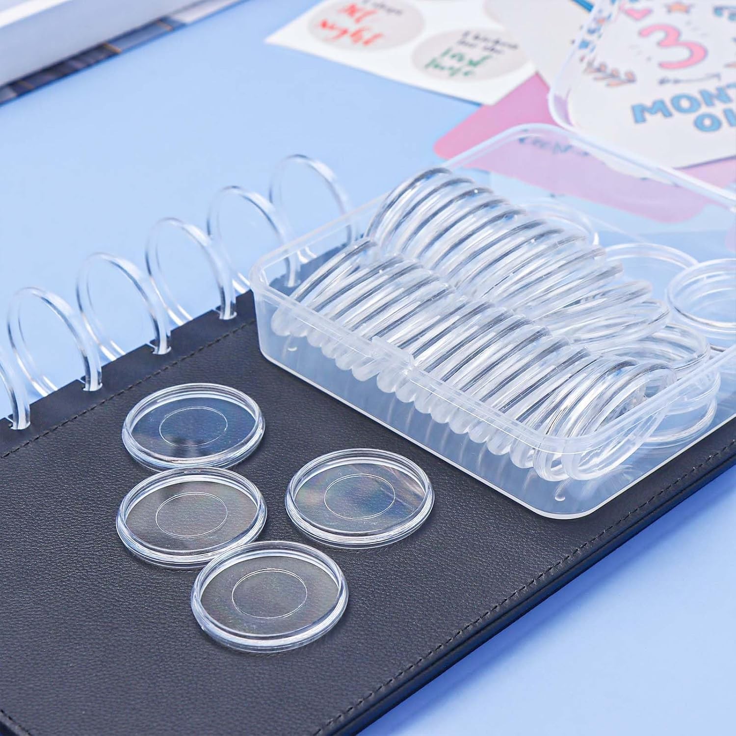 1.5″ Clear Plastic Discbound Expansion Discs for DIY Planner Discbound Supplies