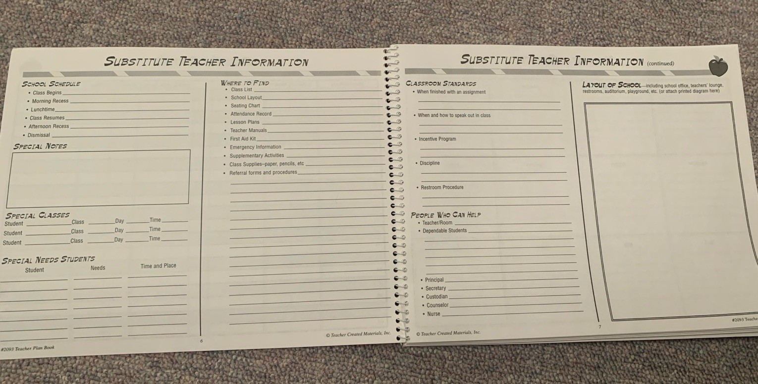 New Un-used Teacher Planner Book Spiral Bound Paperback Not Dated