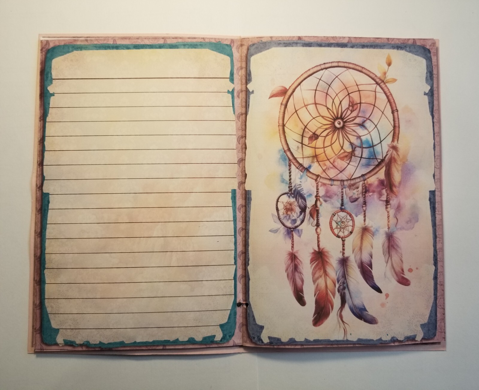 Junk Journal Blank Booklet “DREAMER” Dreamcatcher, Pastel LG 8.5″x5.5 ” 40pgs