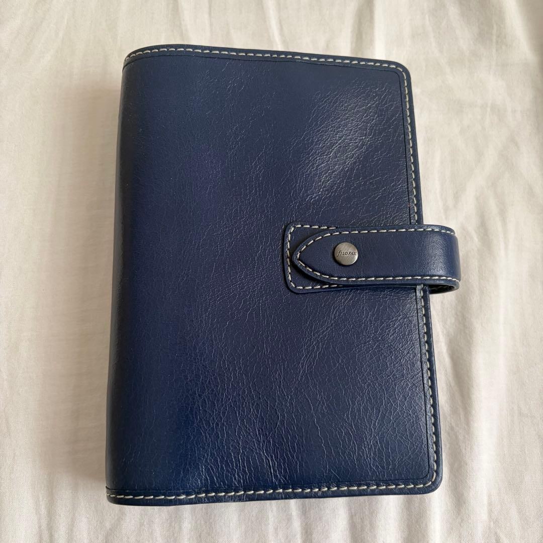 Filofax Malden Navy Blue Personal Size System Organizer Planner Used