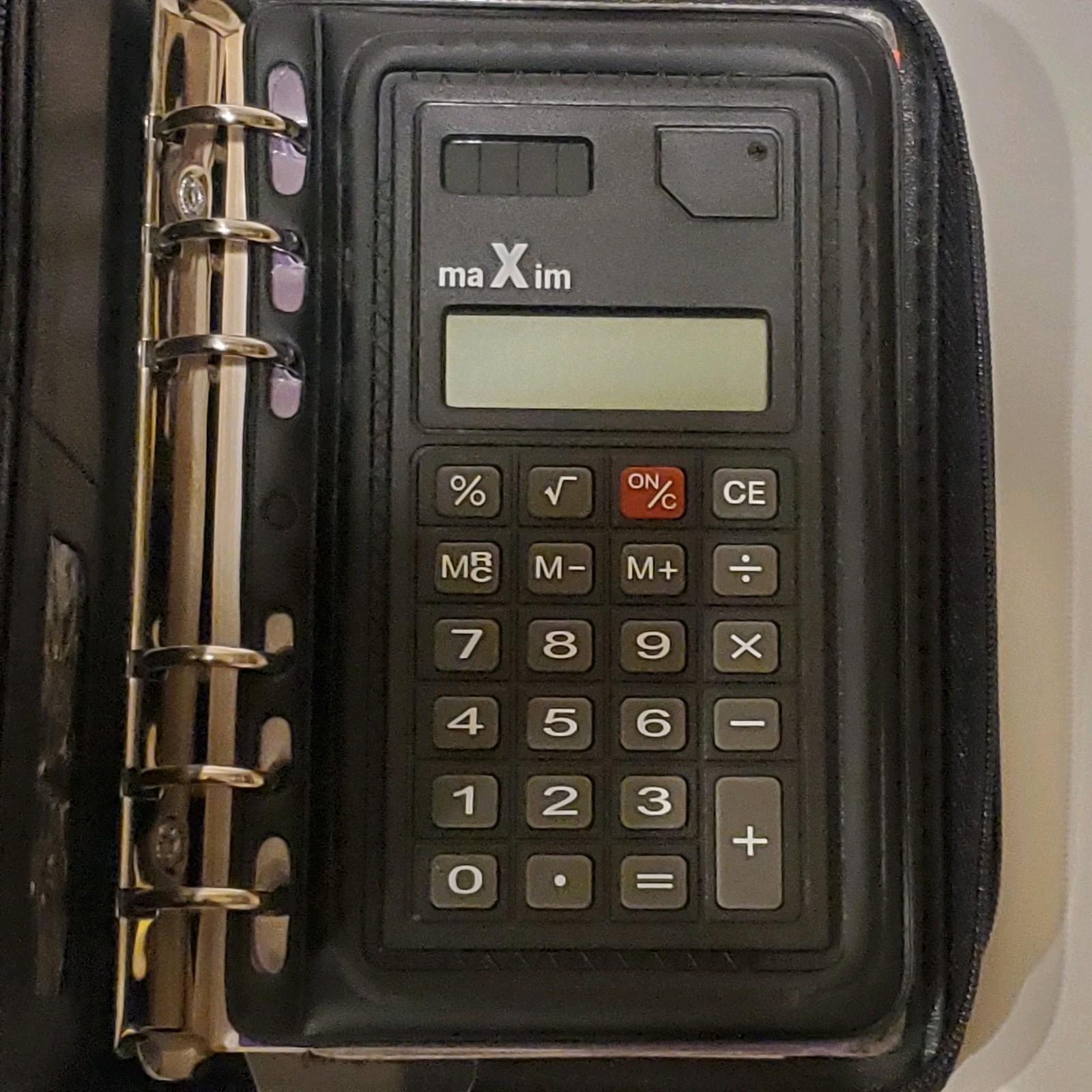 Maxim Collection Planner Organizer Calendar Black Calculator Card Holder Zipper