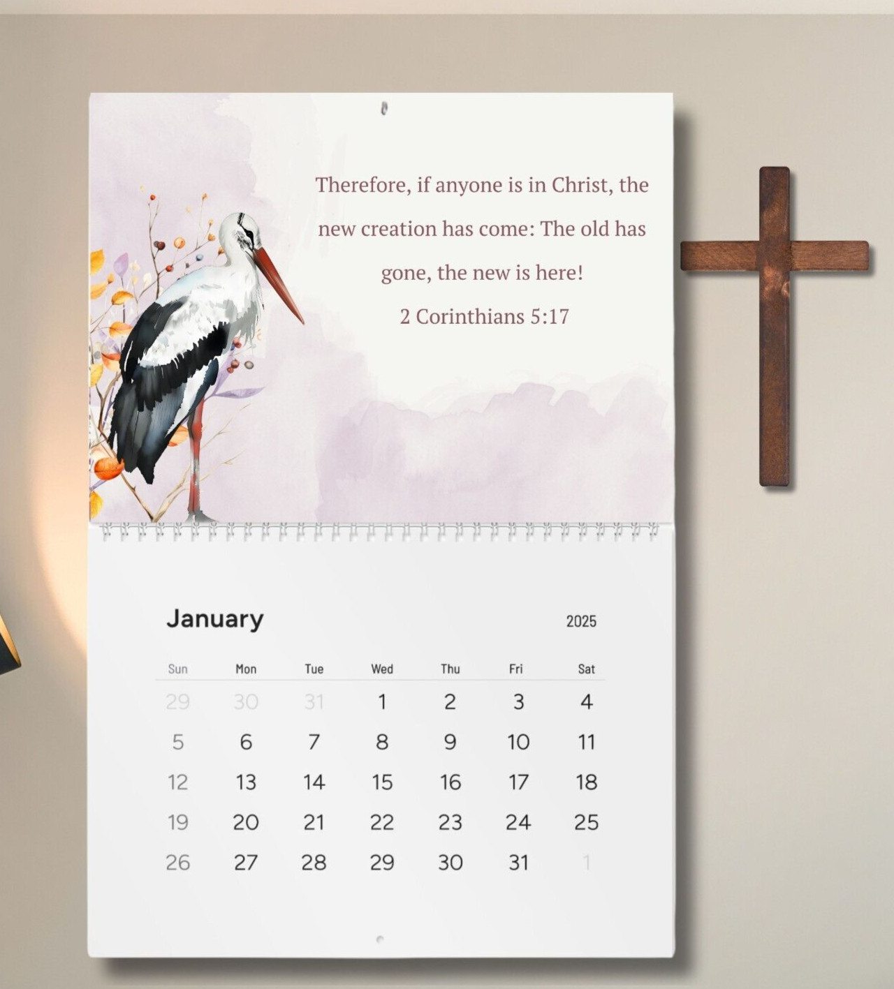 2026 Christian Wall Calendar 12 Month Bible Verse God Love Scripture 11″ X 8.2″