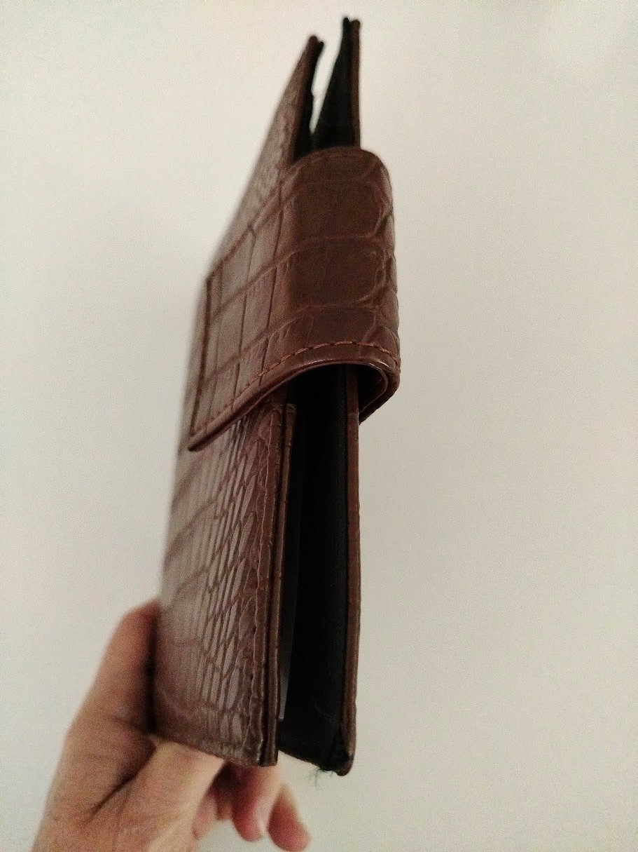 Vtg Day-Timer Desk Planner Organizer Binder 6 rings Brown Embossed Leather Croc