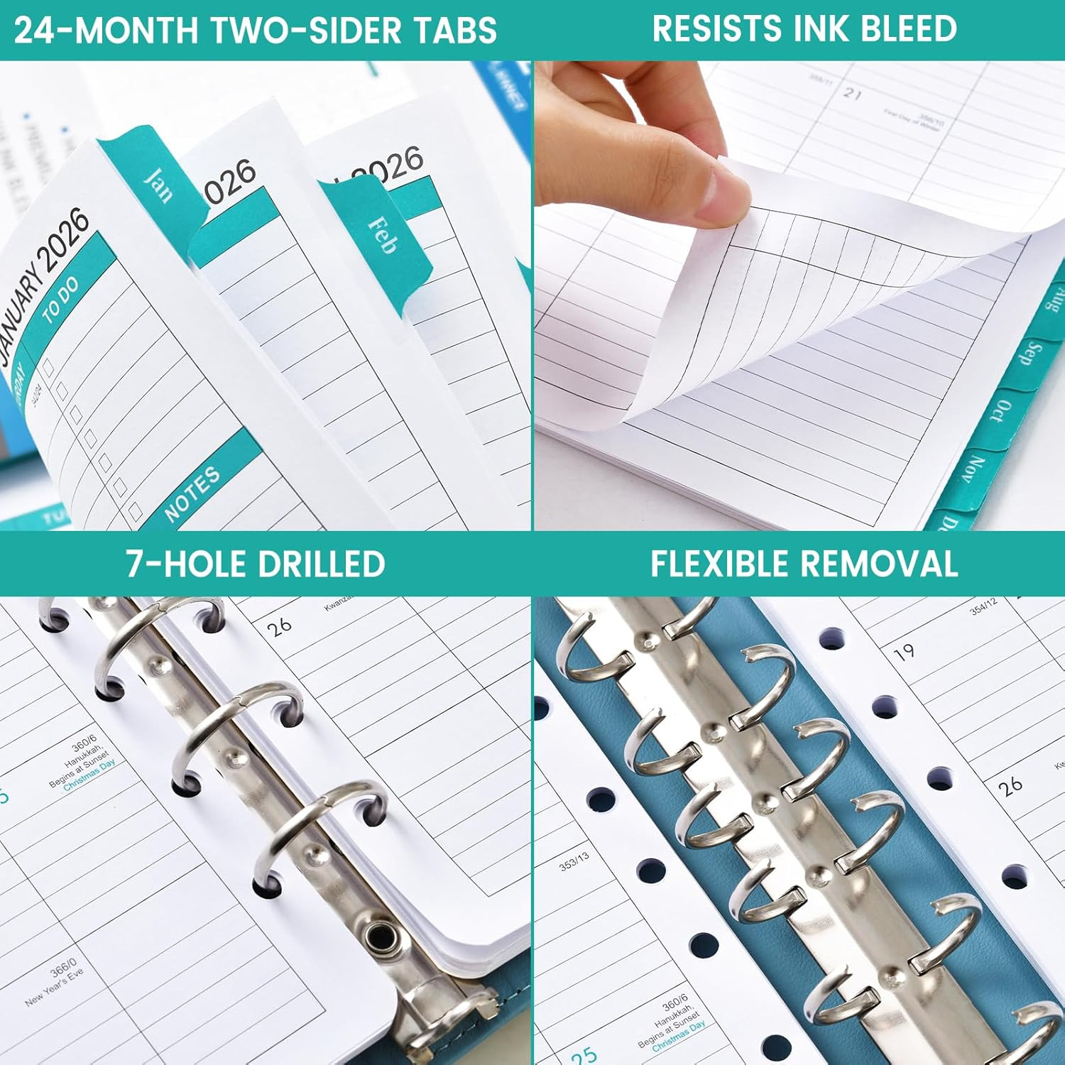 2025-2027 Monthly Planner Refill – Planner Inserts with 7-Hole Punched, 5-1/2″ X