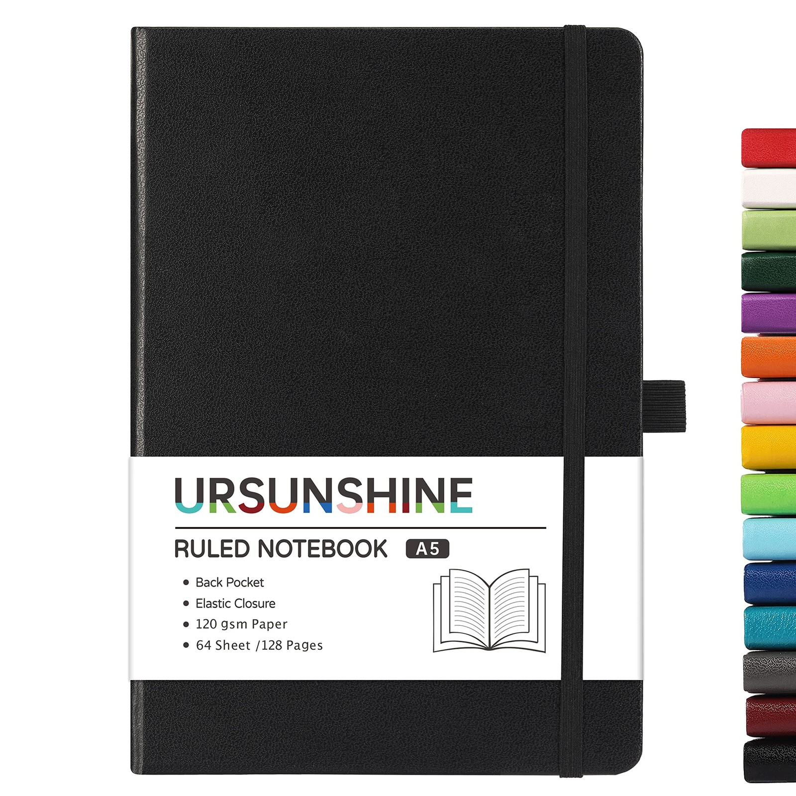 Ruled Notebook/Journal – Classic Lined Journal/Notebook, 5.3″ x Ruled, Black