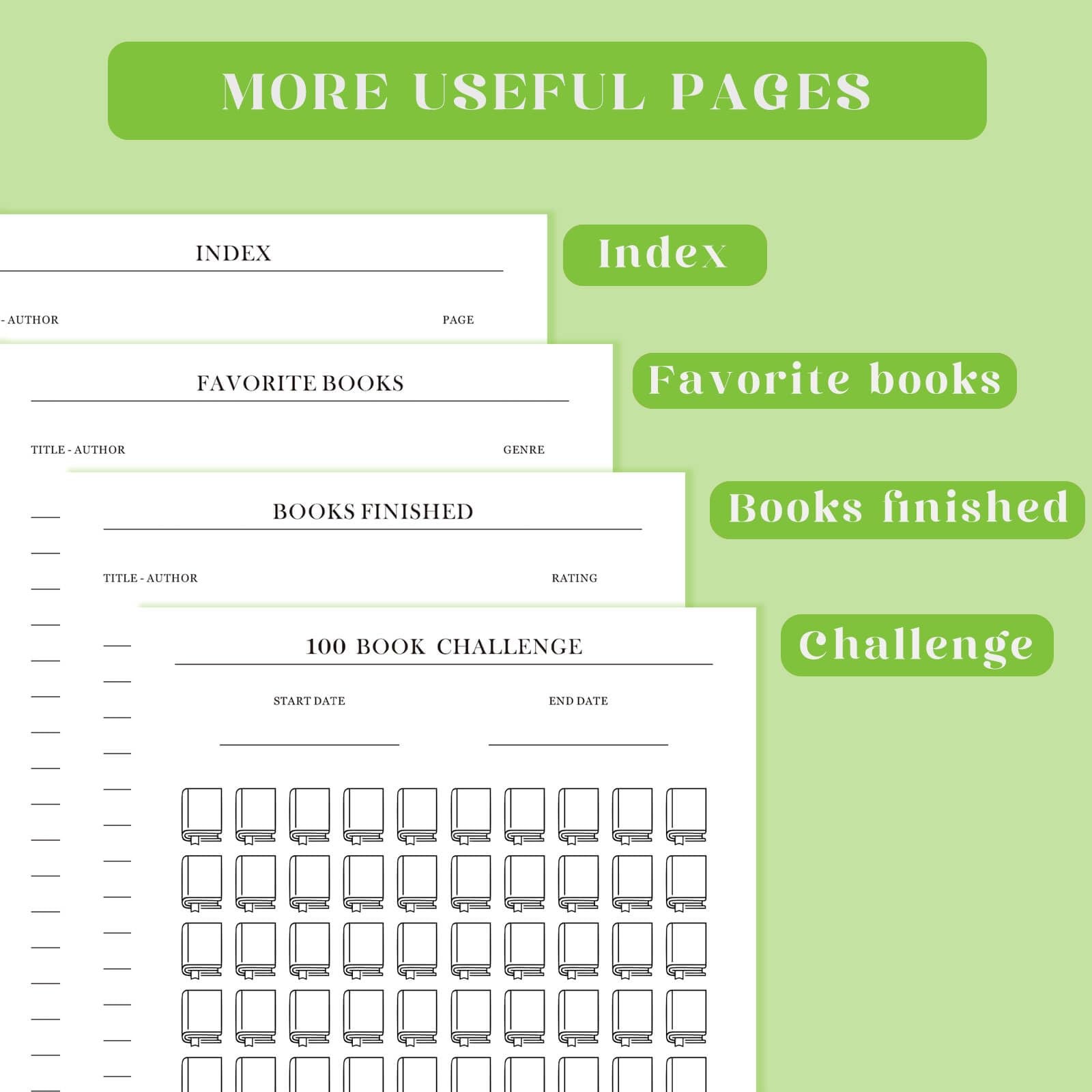 Reading Journal, Olive Green, 110 Book Reviews, Elegant, Book Lovers, Log