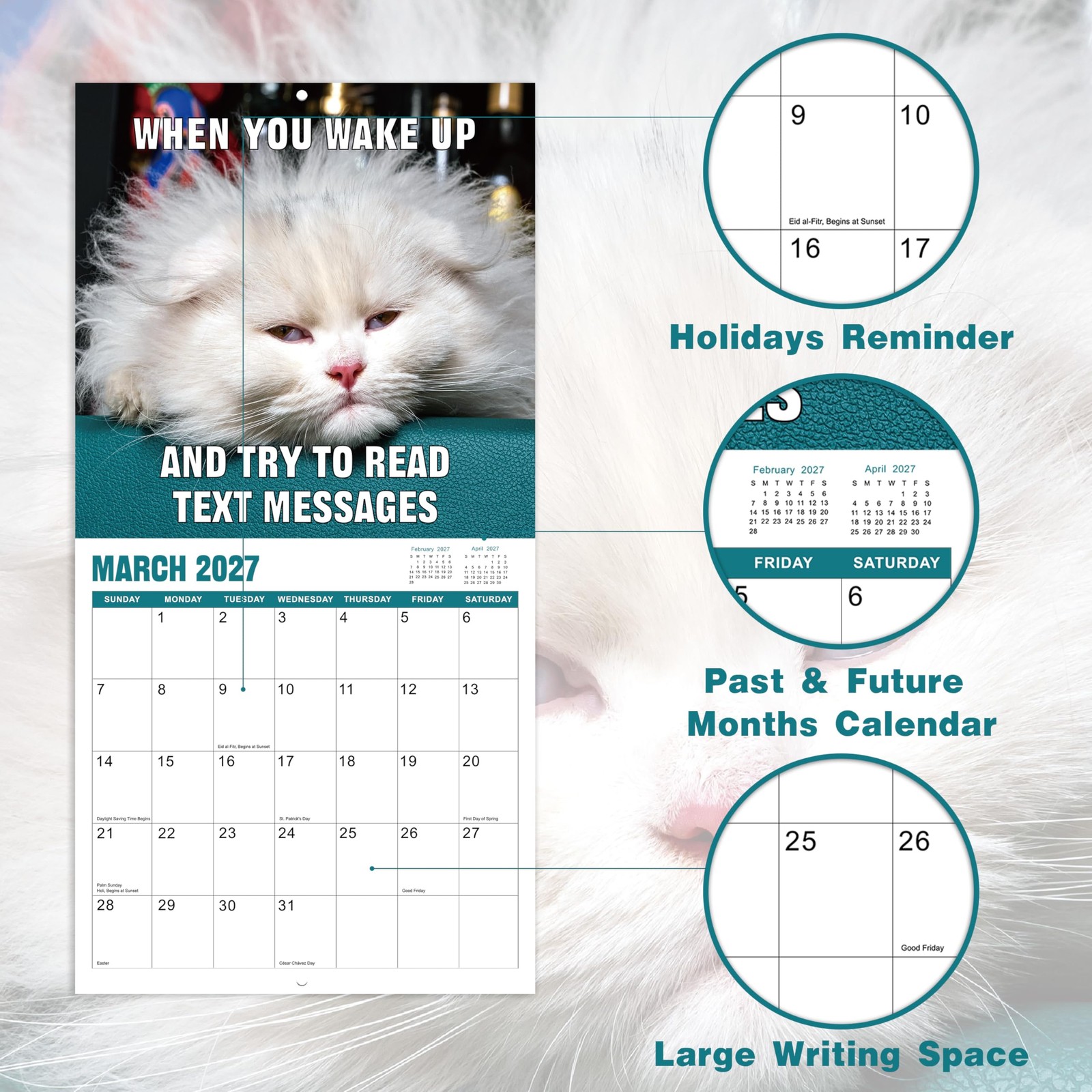 2026-2027 Wall Calendar – July 2026 – December 2027, Funny 12″ x 24″, Brown
