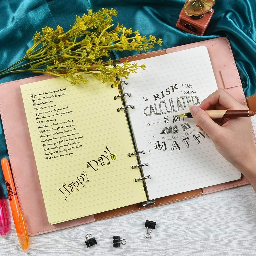 Lined Refill Paper, 200 Colored Ruled Pages for A6 Refillable 6-Ring Binder N…
