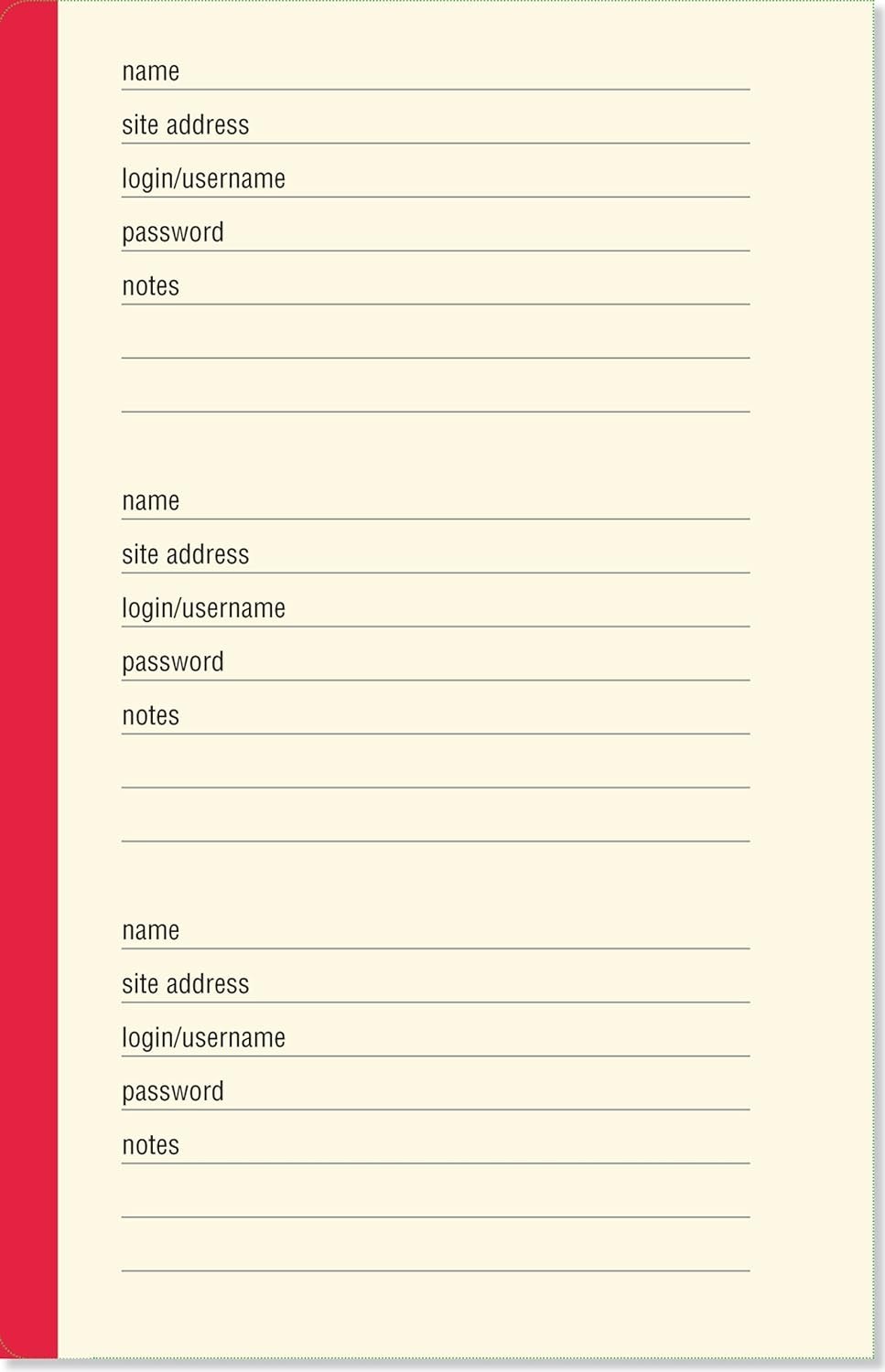 The Personal Internet Address & Password Logbook. 4.25″x6″. 144 pages. New!