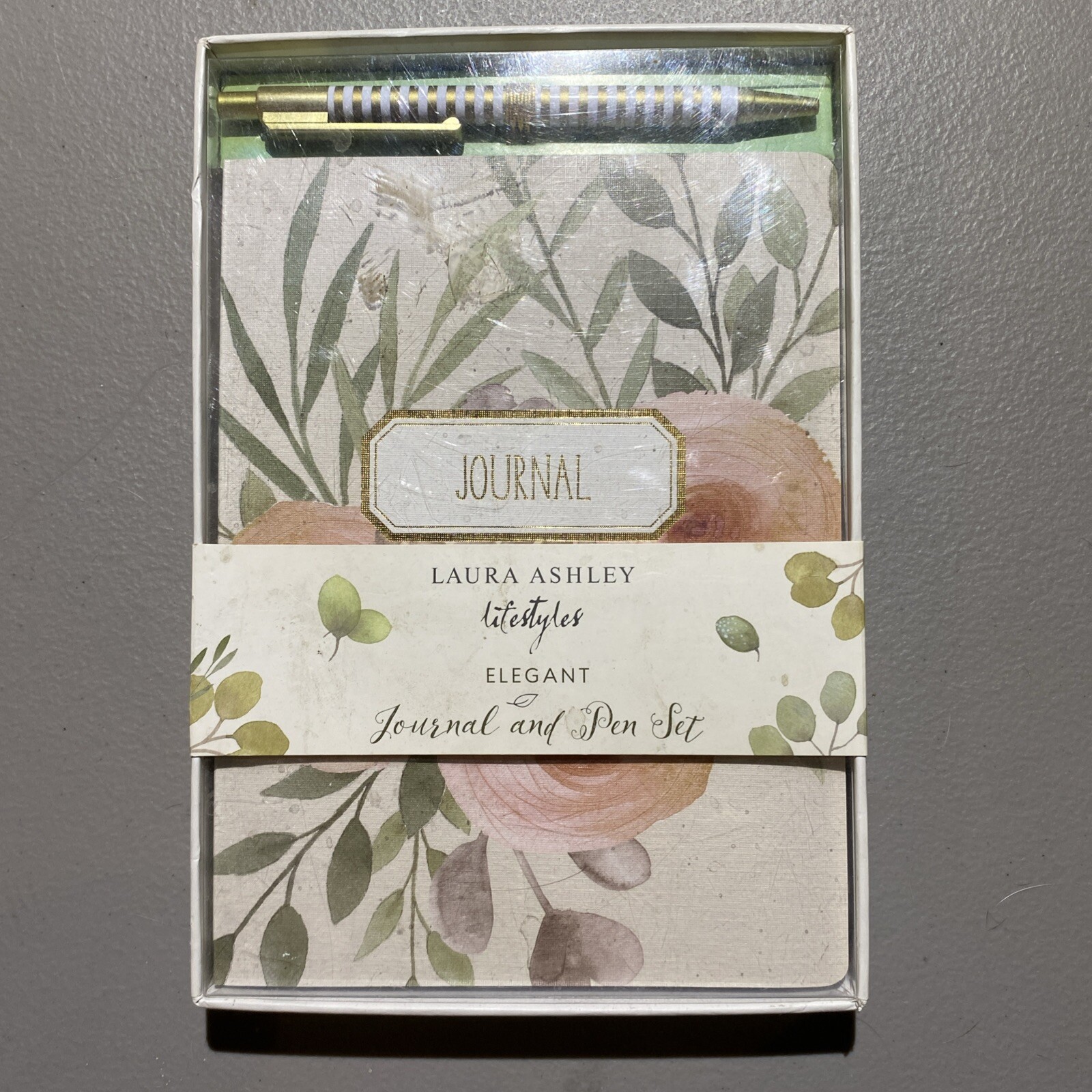 Laura Ashley Paper Plastic Journal Notebook & Pen Gift Stationery Set