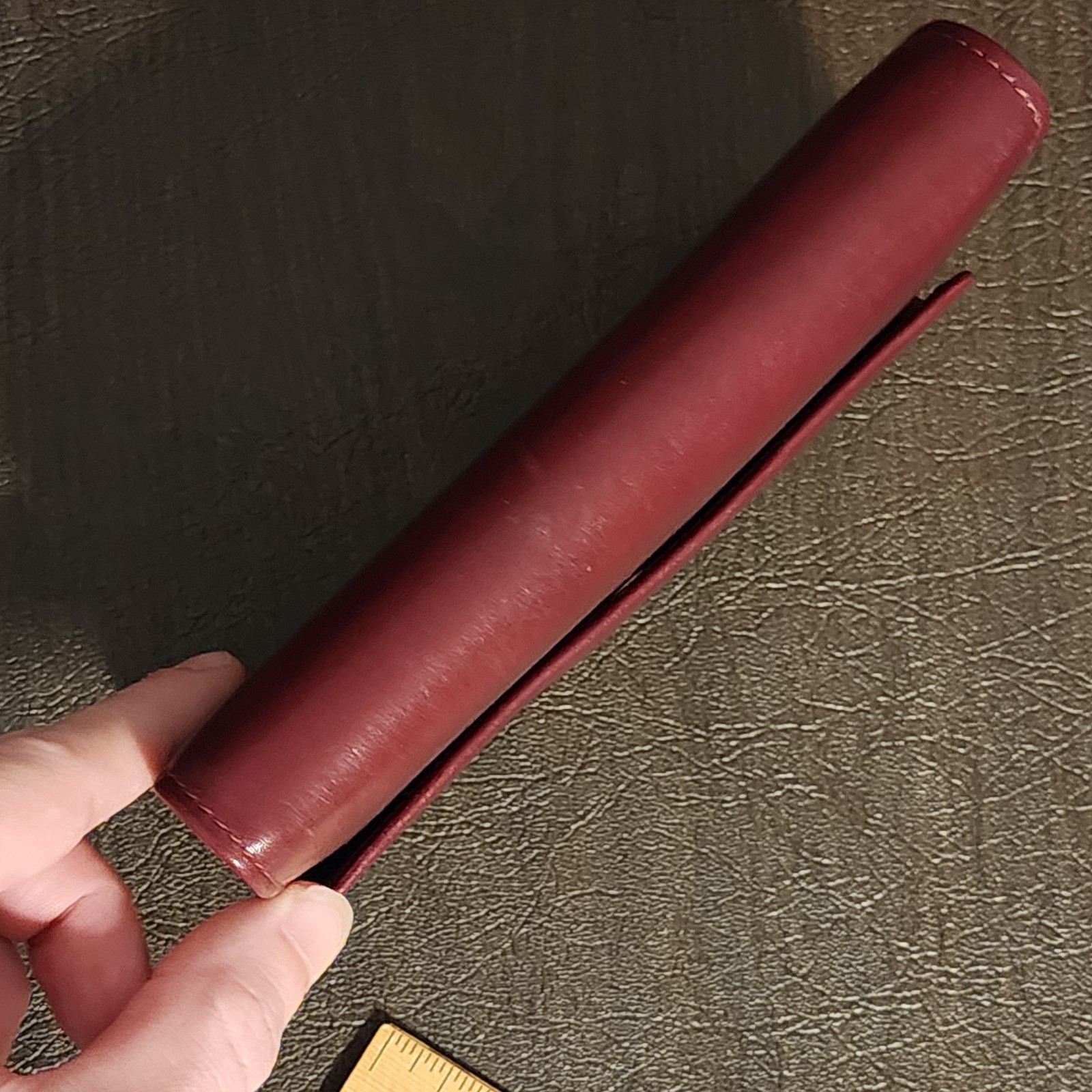 Vintage 1987 Harper House Genuine Leather Small Planner Agenda Burgundy w/ Pen