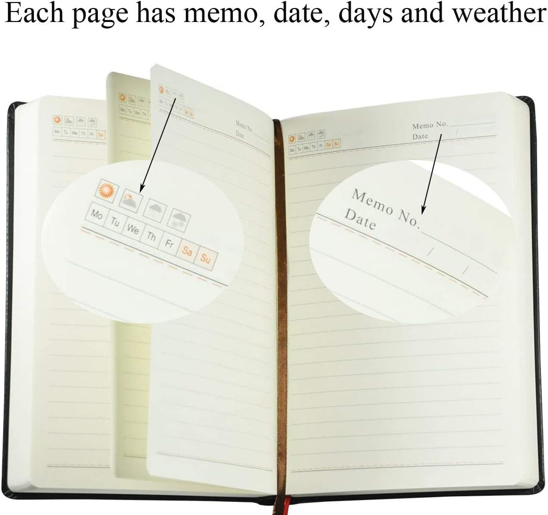720 Pages Horizontal Line Notebook with Pen Gift Set Vintage Retro Leather Cover