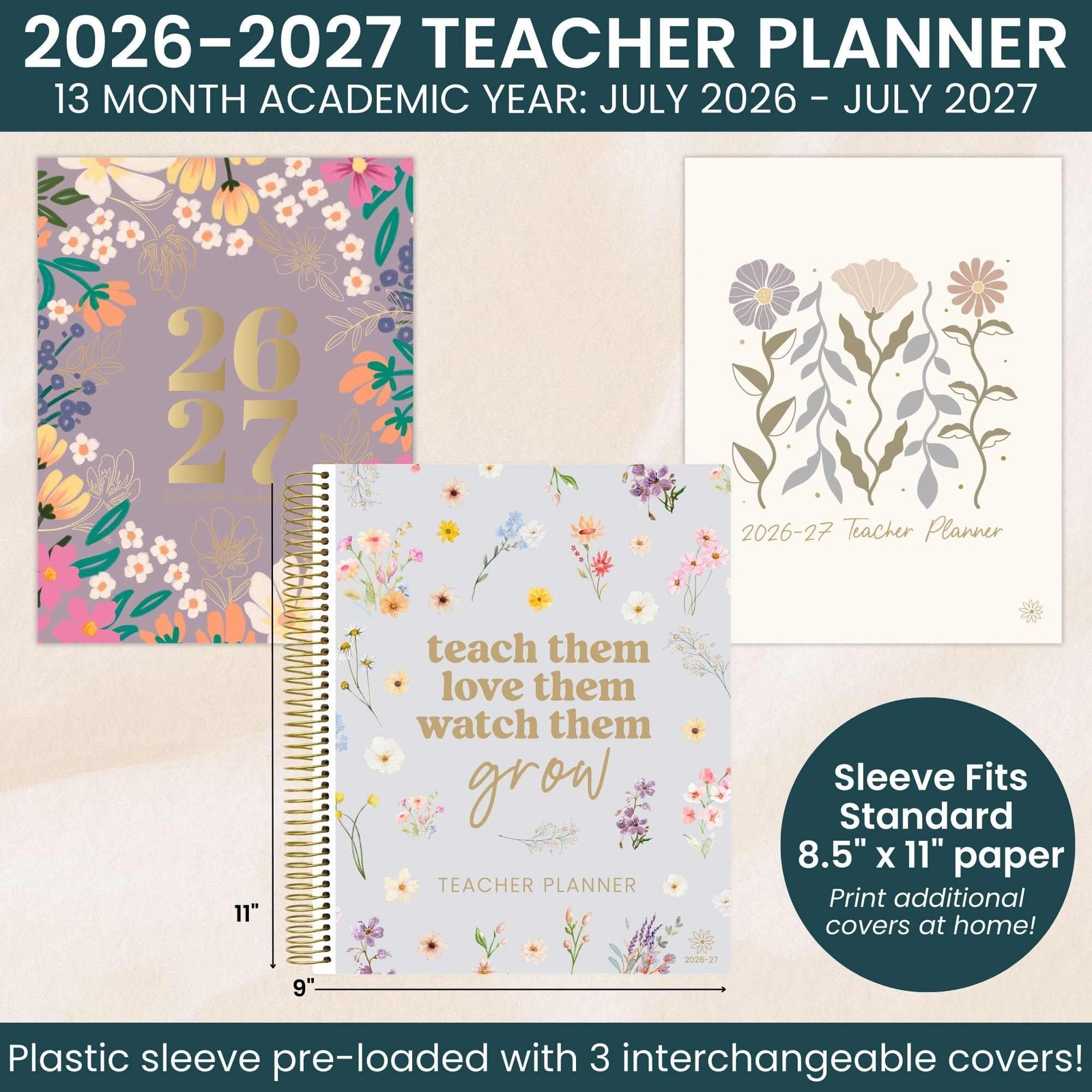 bloom daily planners 2026-2027 Academic Year Teacher Planner & Cool Tones