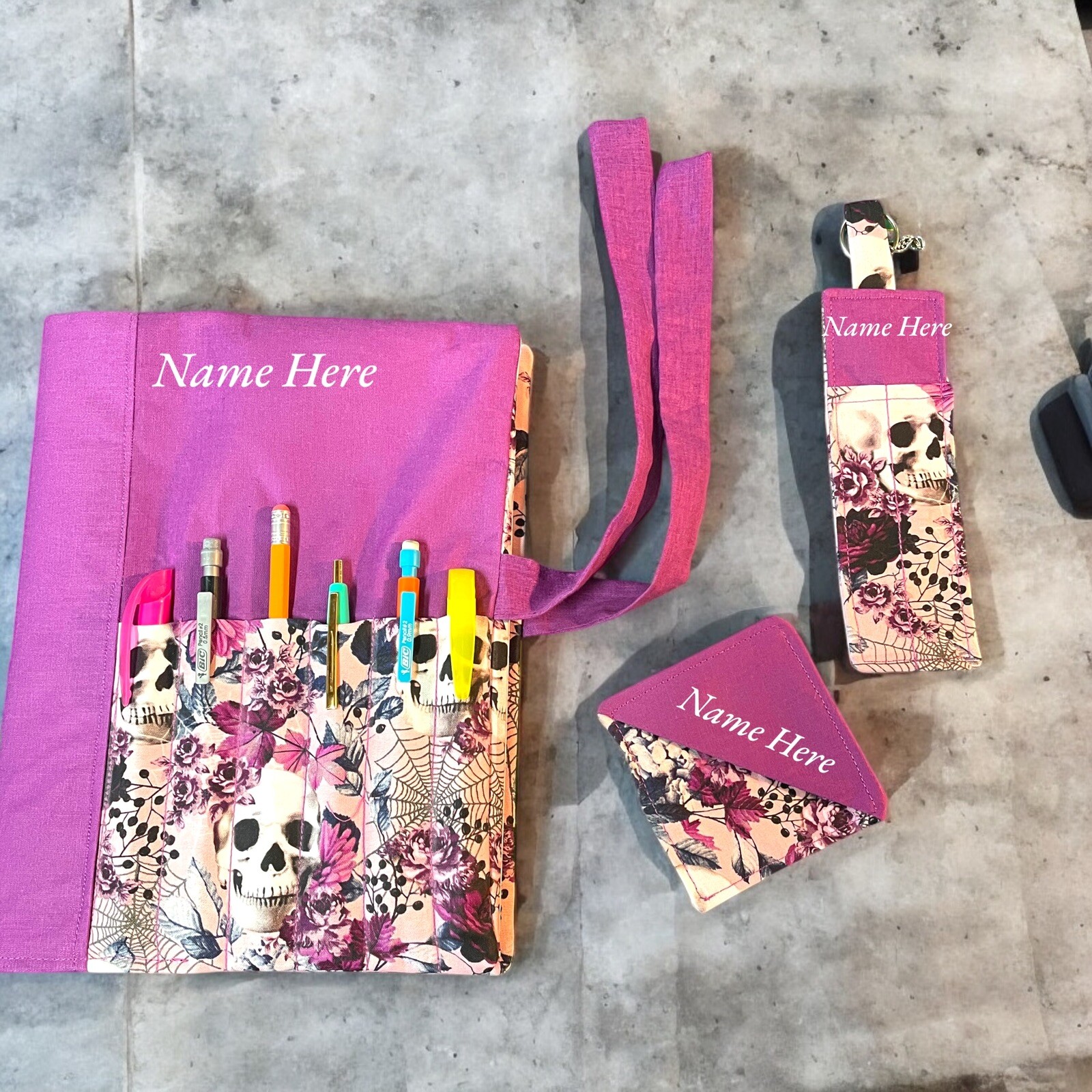 Fabric Covered Notebook Composition Book Cover, Lanyard & Corner Page Book Mark