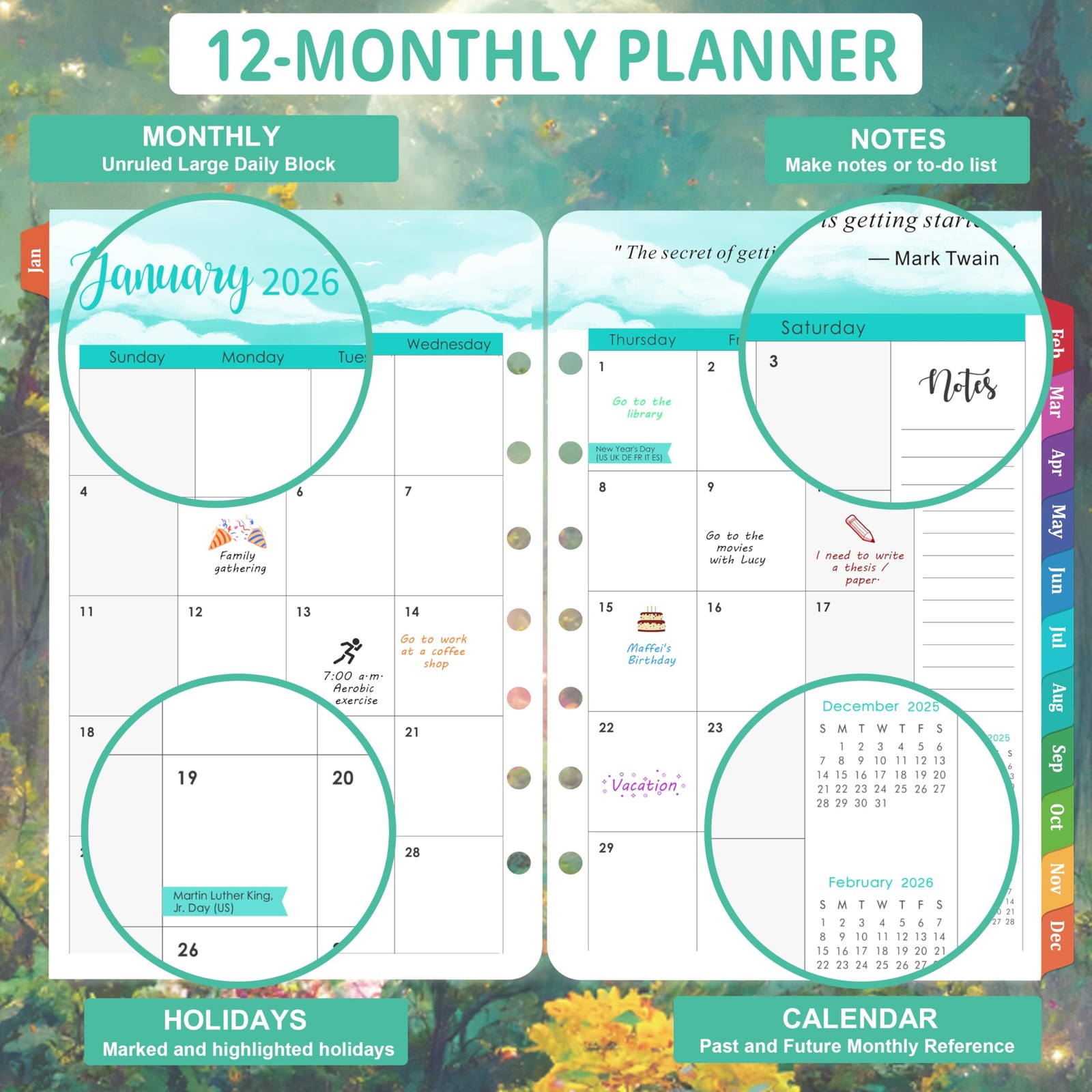 2026 Planner Refills – Planner Refills 2026, JAN 2026 – DEC 2026, 5-1/2″ x