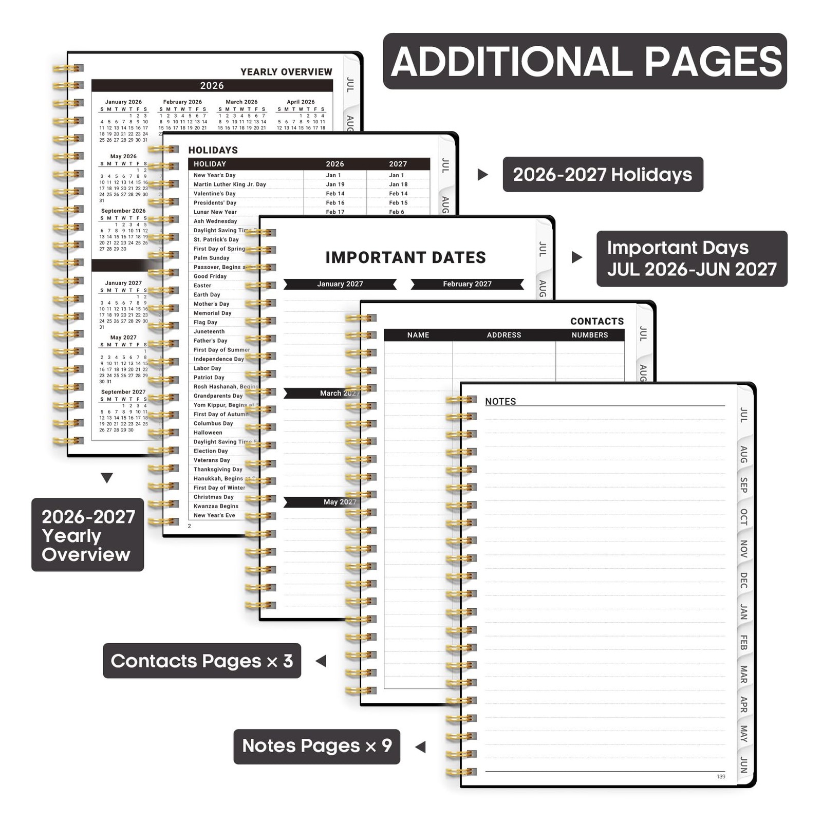 Academic Planner 2026-2027, Weekly and Monthly (6.4″x8.5″) A5, A.Black